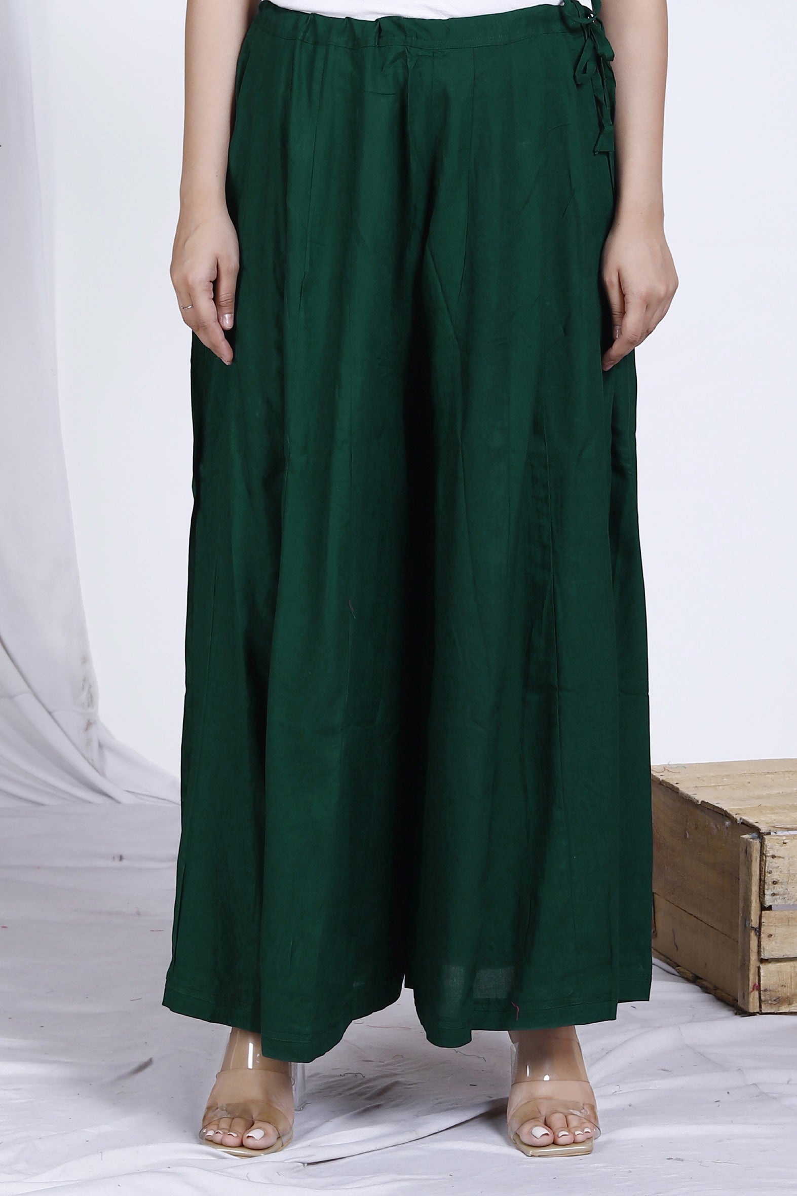Stylish Green Plain Rayon Palazzo