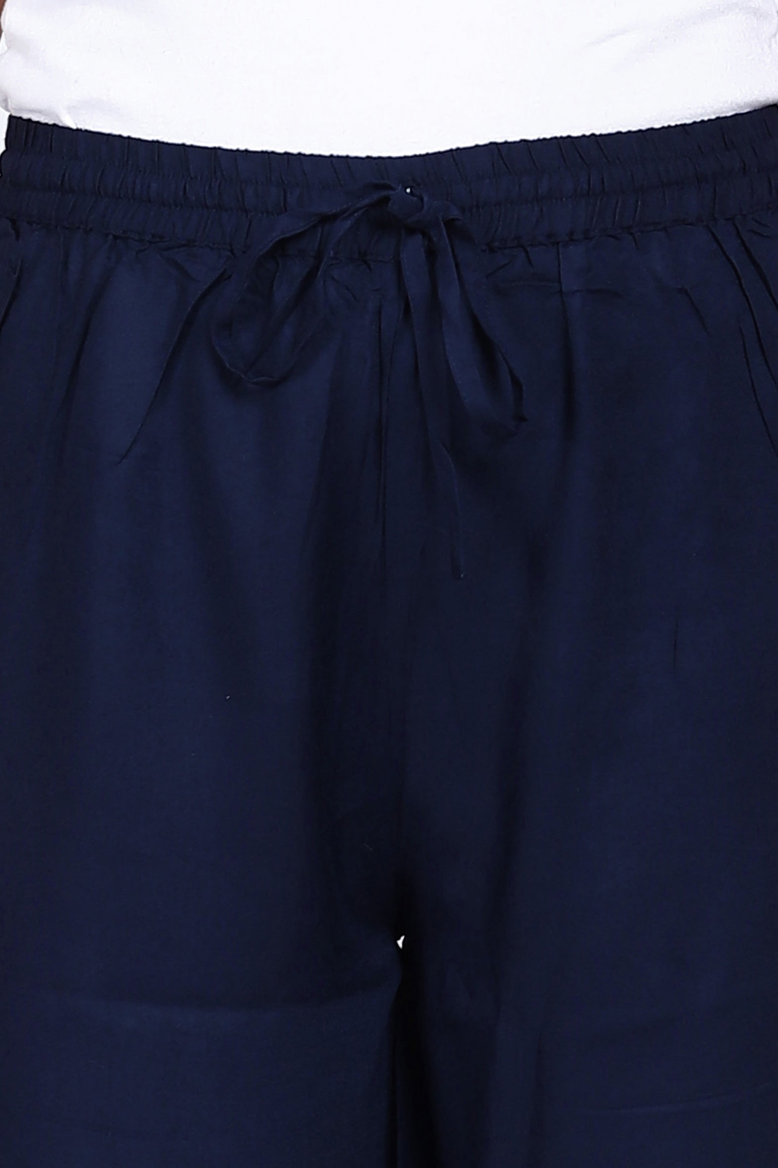 Classic Navy Plain Rayon Palazzo