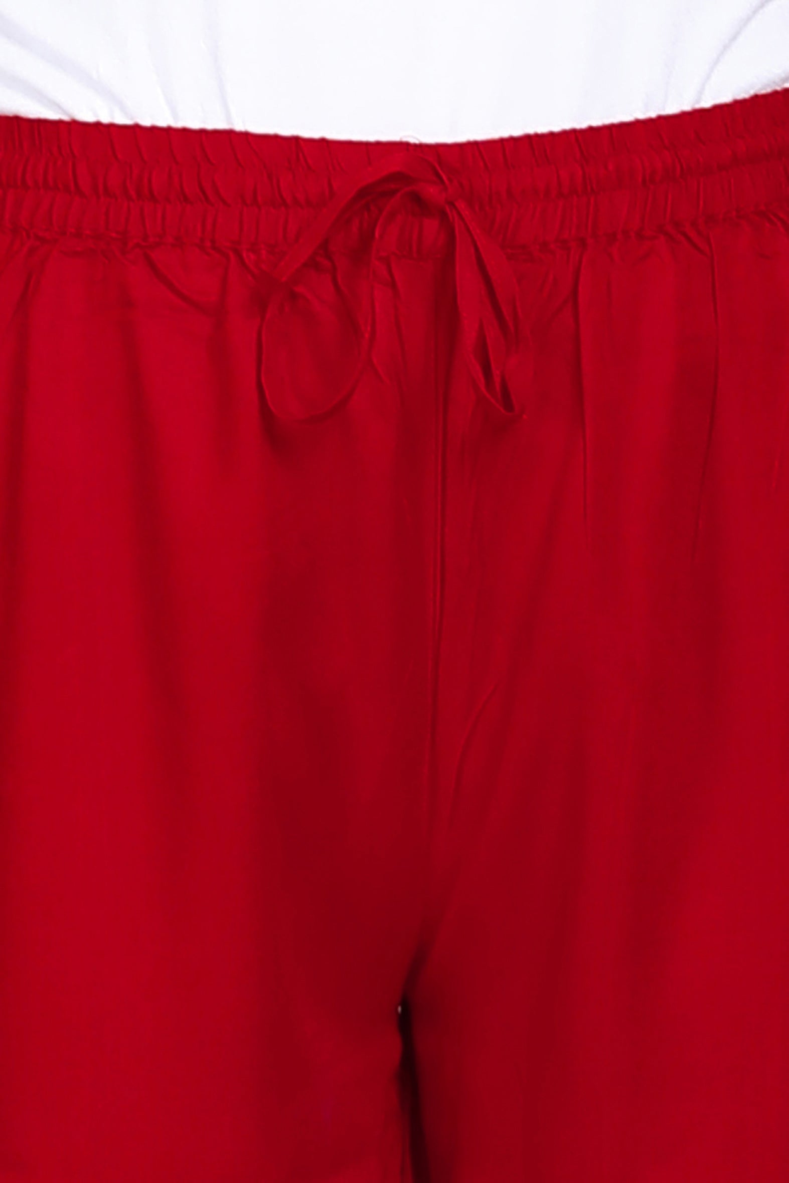 Versatile Red Plain Rayon Palazzo