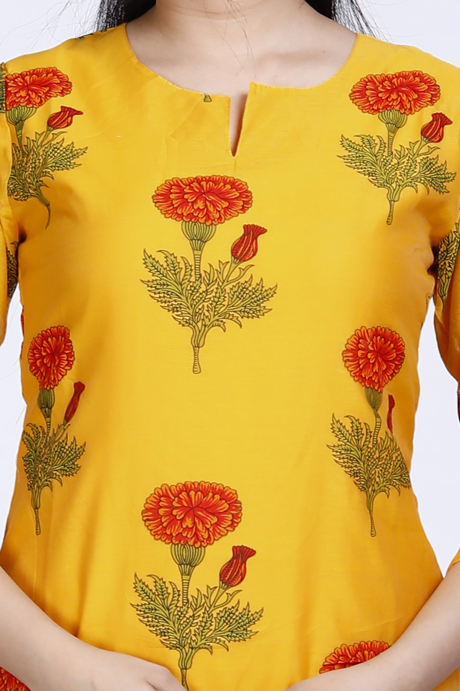Timeless Mustard Butta Printed Chanderi Kurta for Women