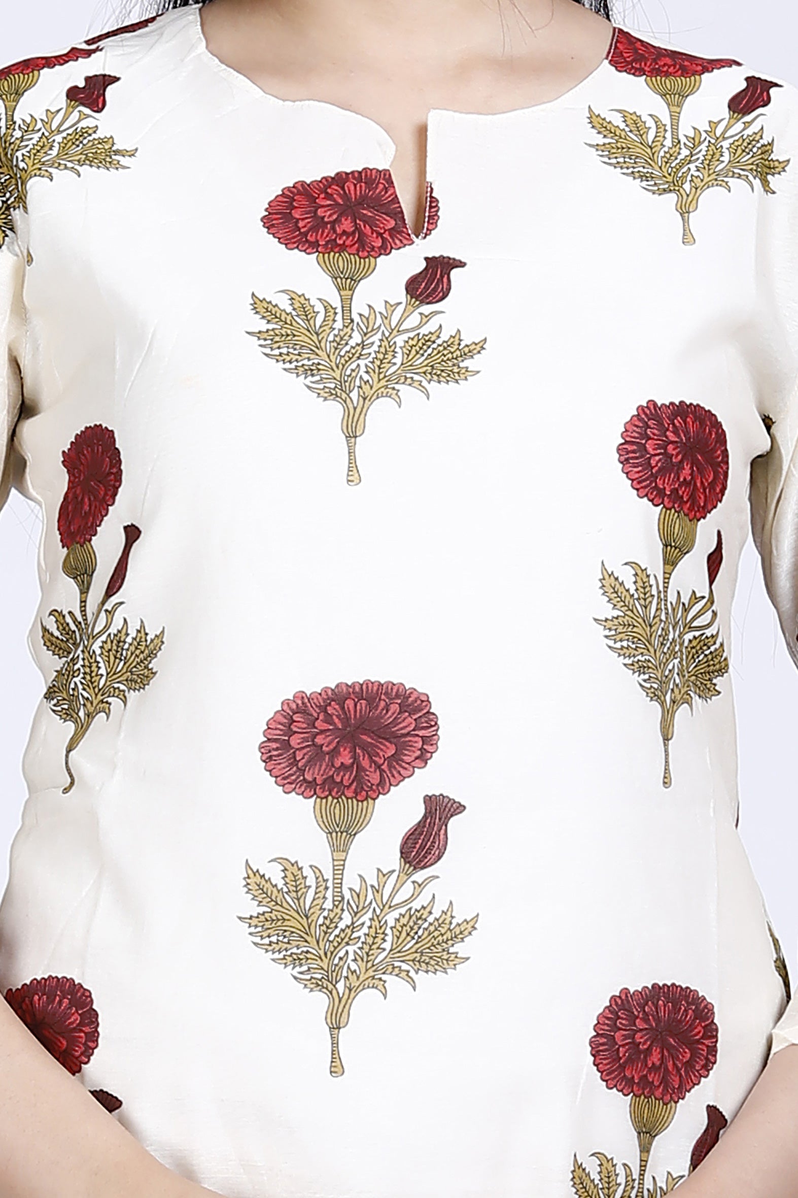 Mesmerizing White Butta Printed Chanderi Kurta for Women