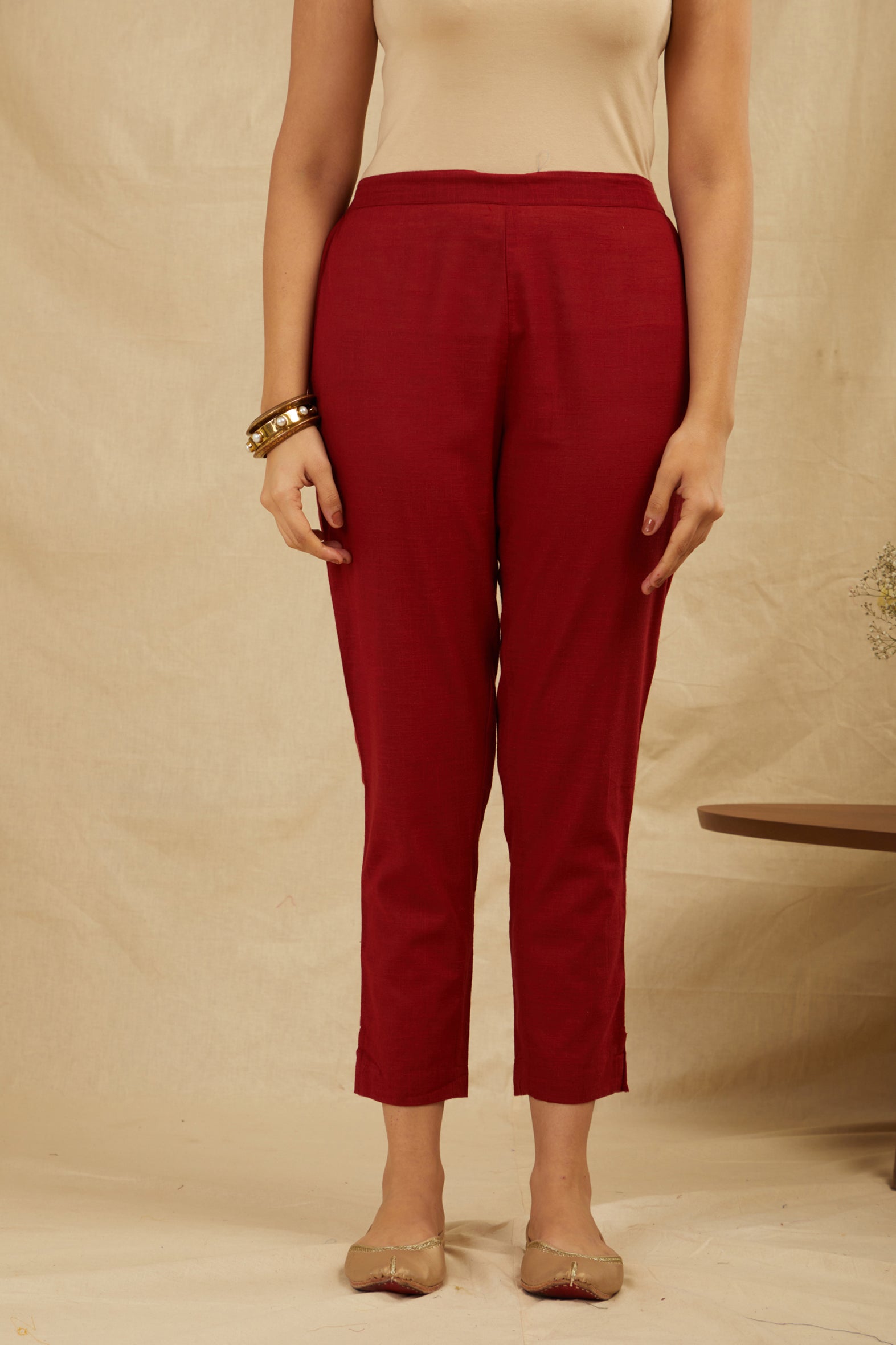 Timeless Maroon Cotton Zari Kurta Set with Chiffon Dupatta