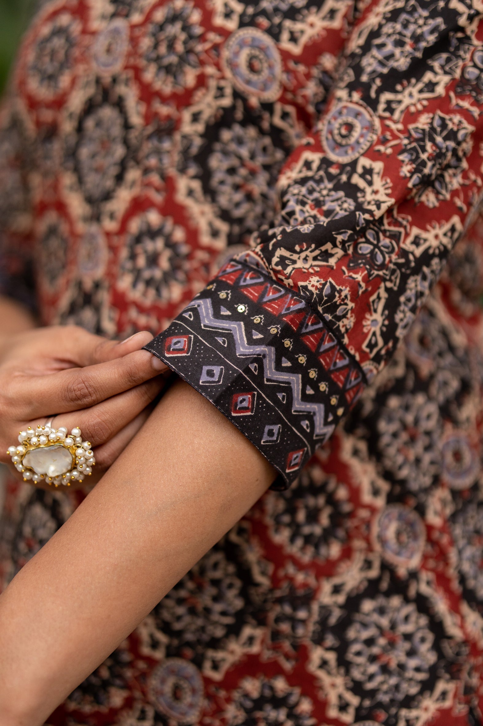 Maroon Printed Cotton Straight Kurta Pants Set
