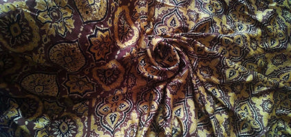 Chrome Yellow Black Modal Silk Ajrakh Handblock Saree Nature Inspired