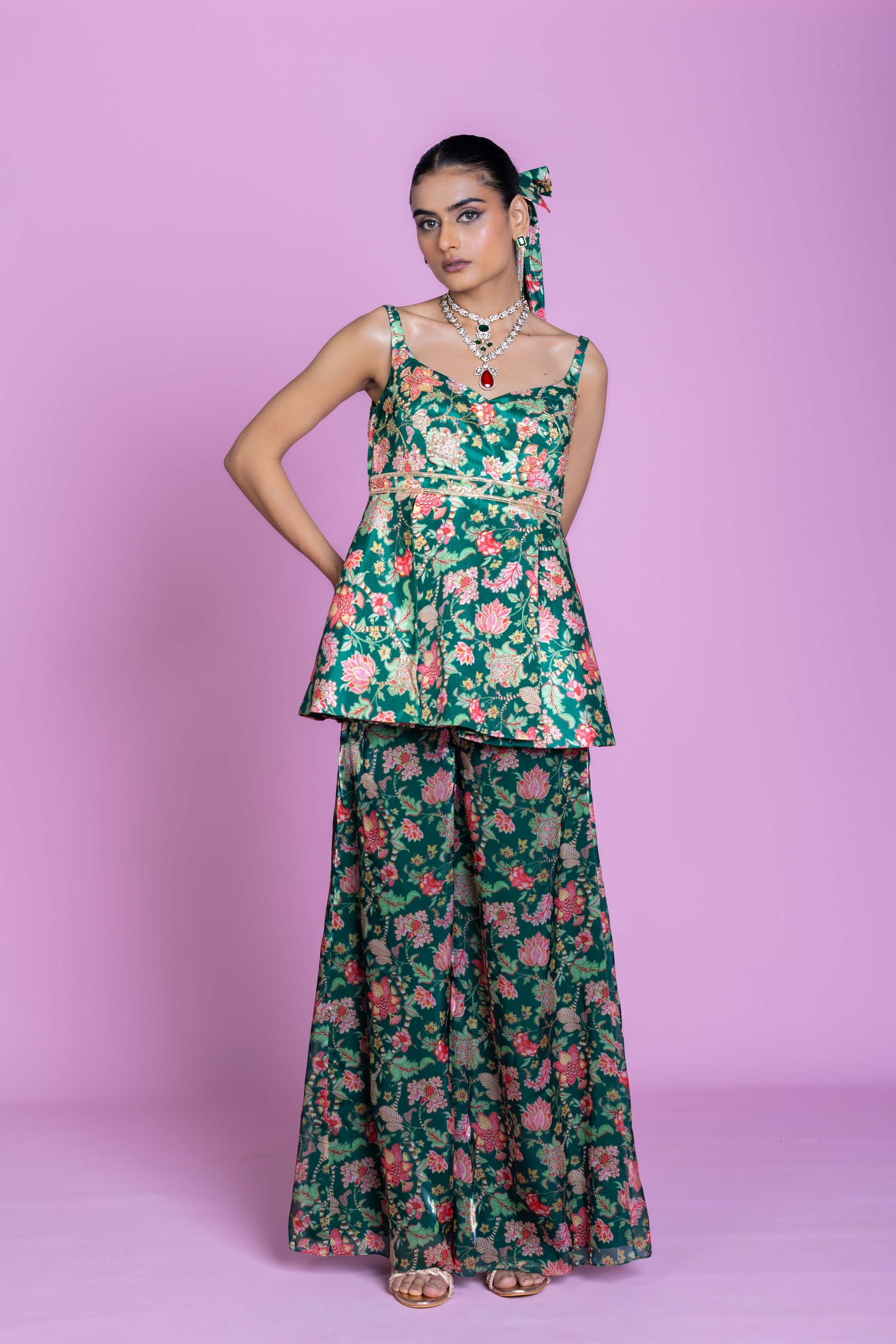 Marigold Yellow Crop Top & Flared Pants Co-ord Set