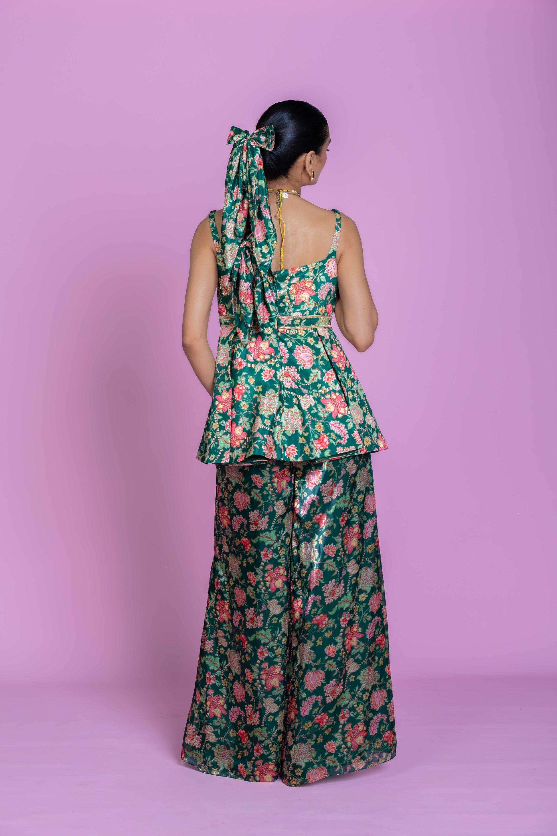 Marigold Yellow Crop Top & Flared Pants Co-ord Set
