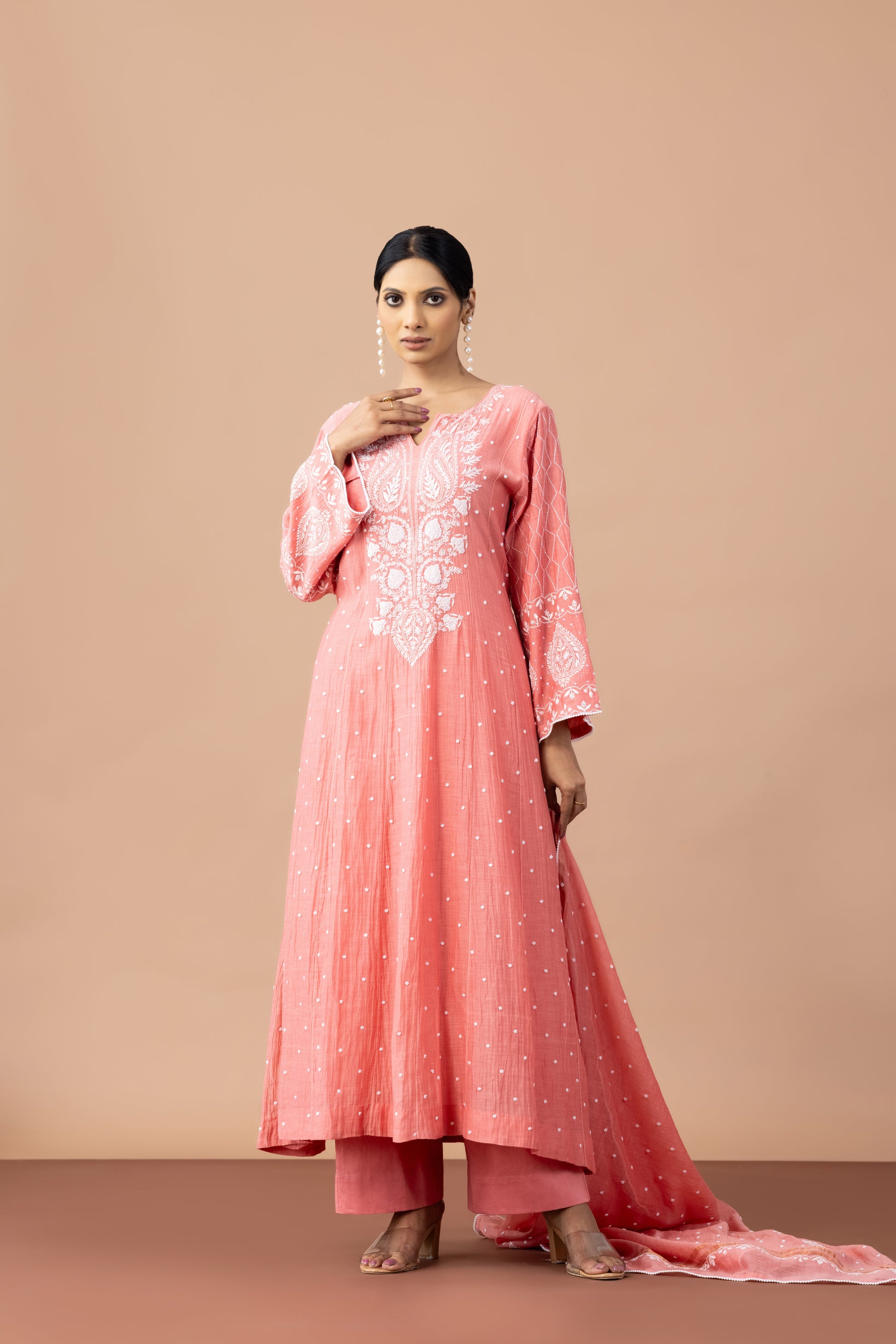Khwab Terracotta Chikankari Anarkali Set