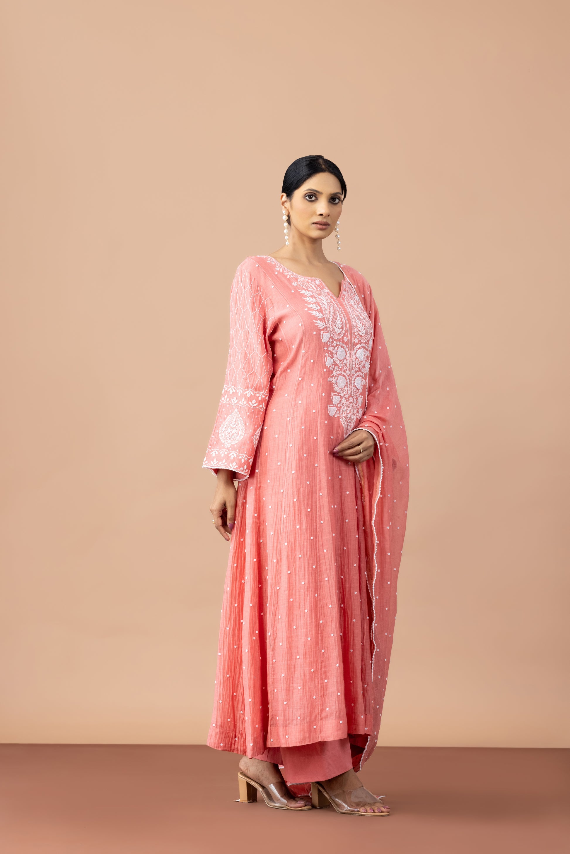 Khwab Terracotta Chikankari Anarkali Set