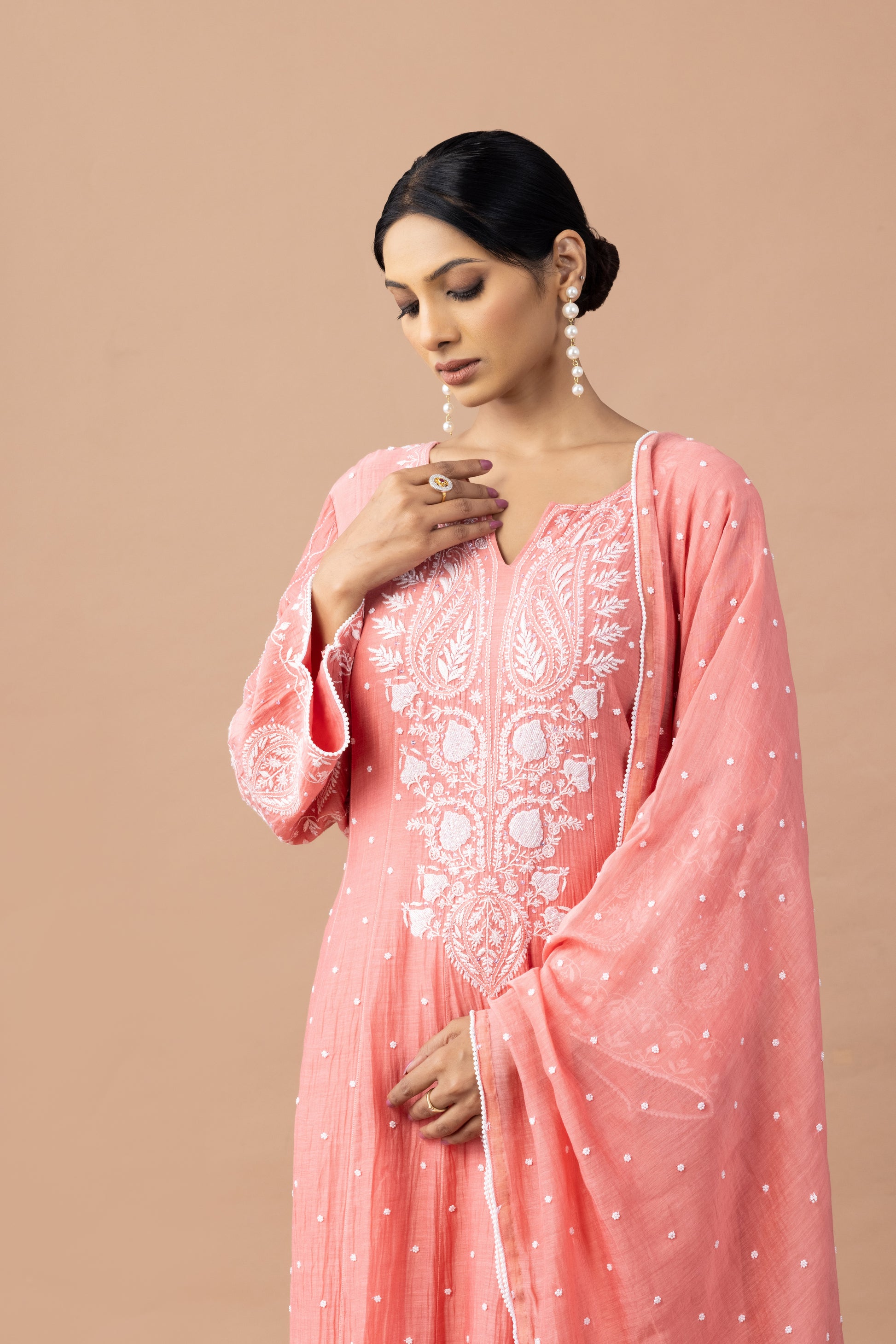 Khwab Terracotta Chikankari Anarkali Set