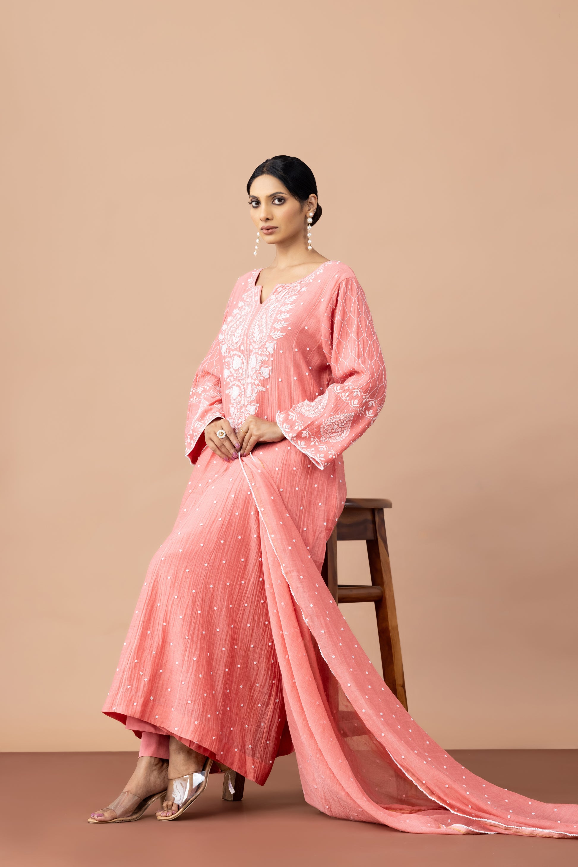 Khwab Terracotta Chikankari Anarkali Set
