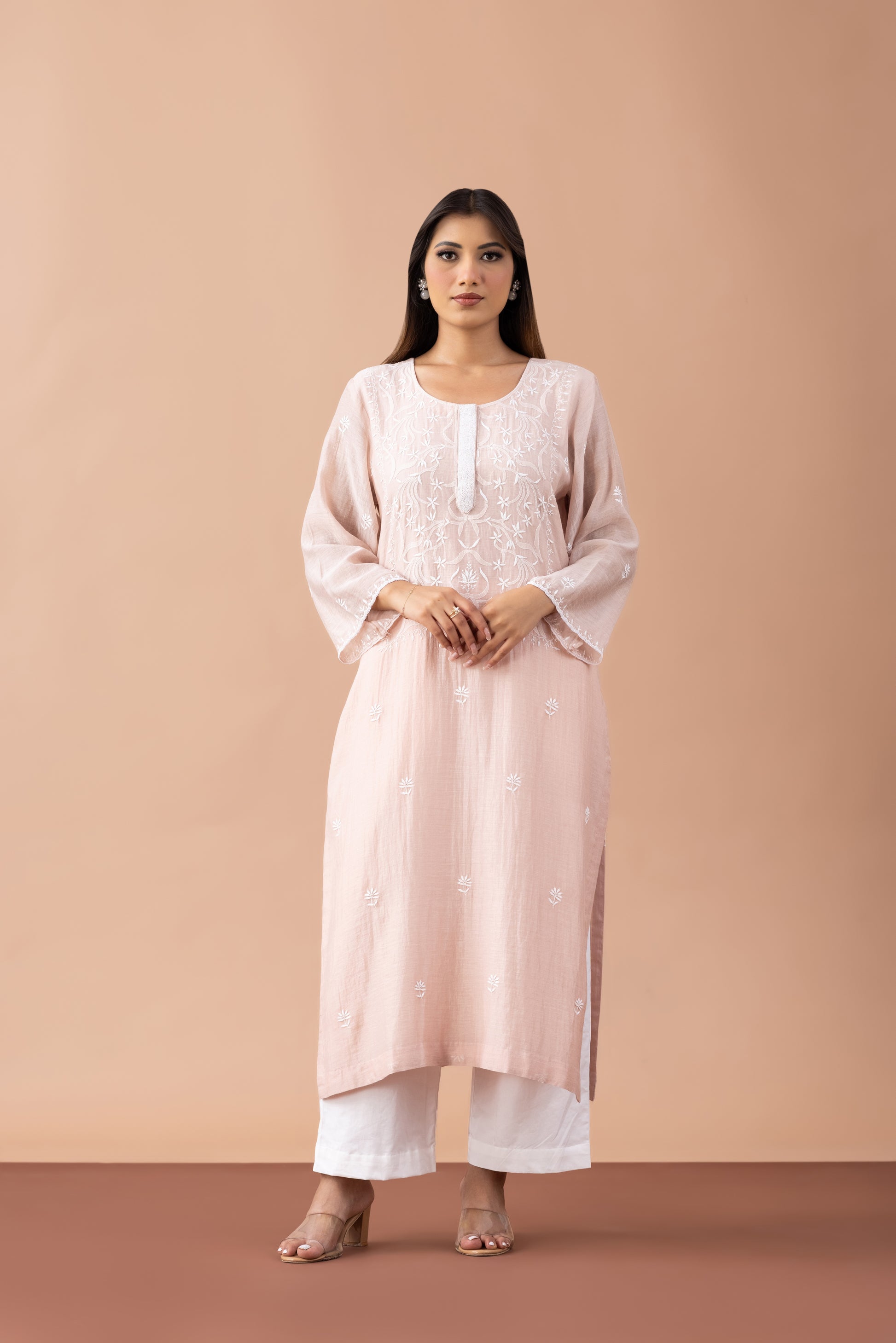 GULBAHAR  MUL CHANDERI KURTA SETRASPBERRY