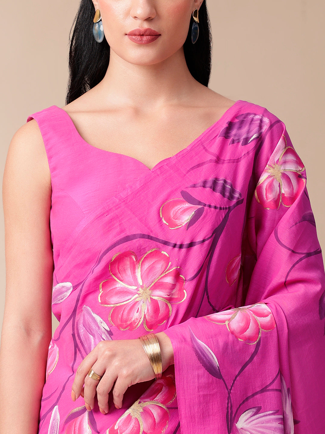 Calm Canvas - Handpainted MalMal Saree