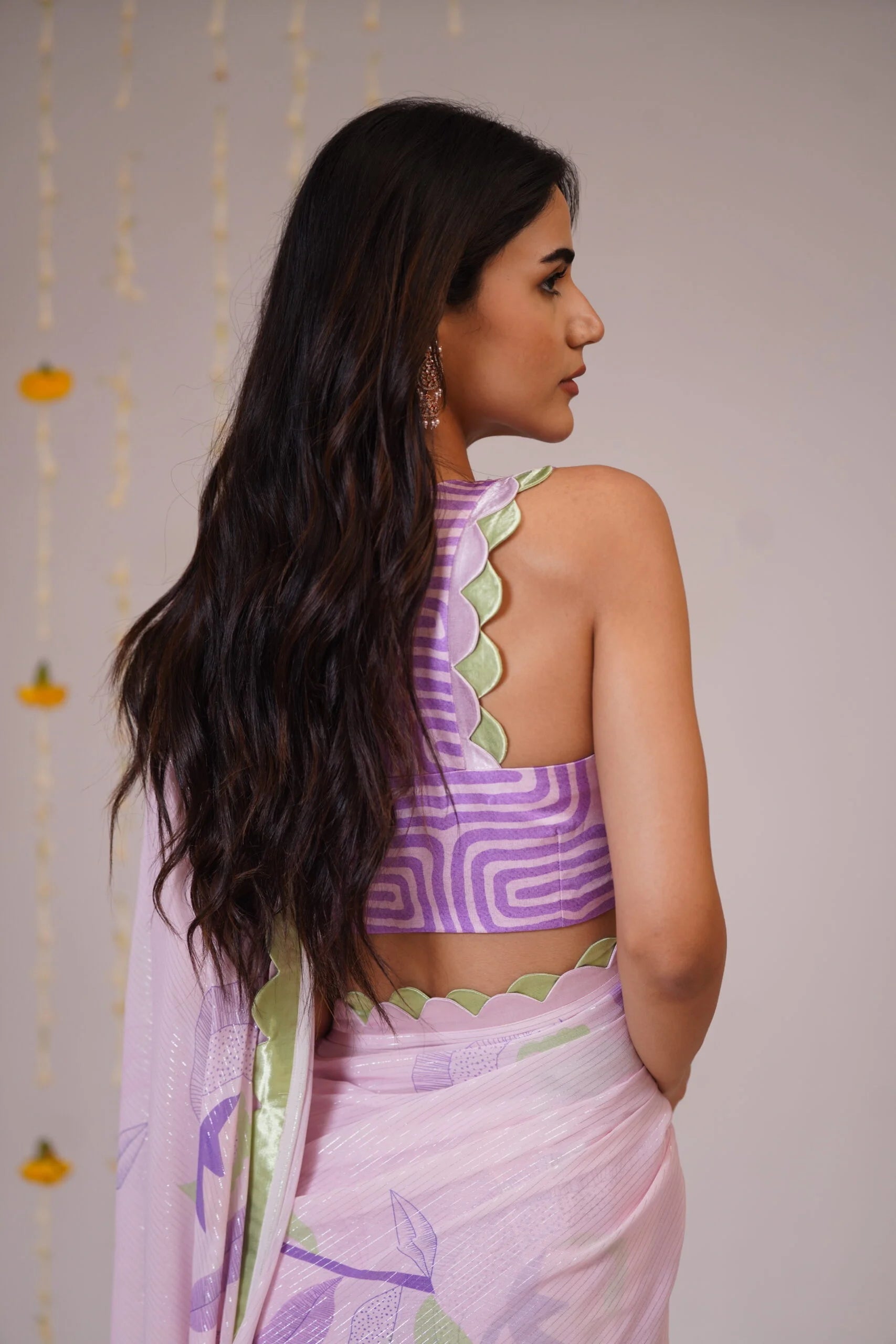 Mandhaara Utpala Purple Floral Georgette Saree - Festive & Wedding Wear