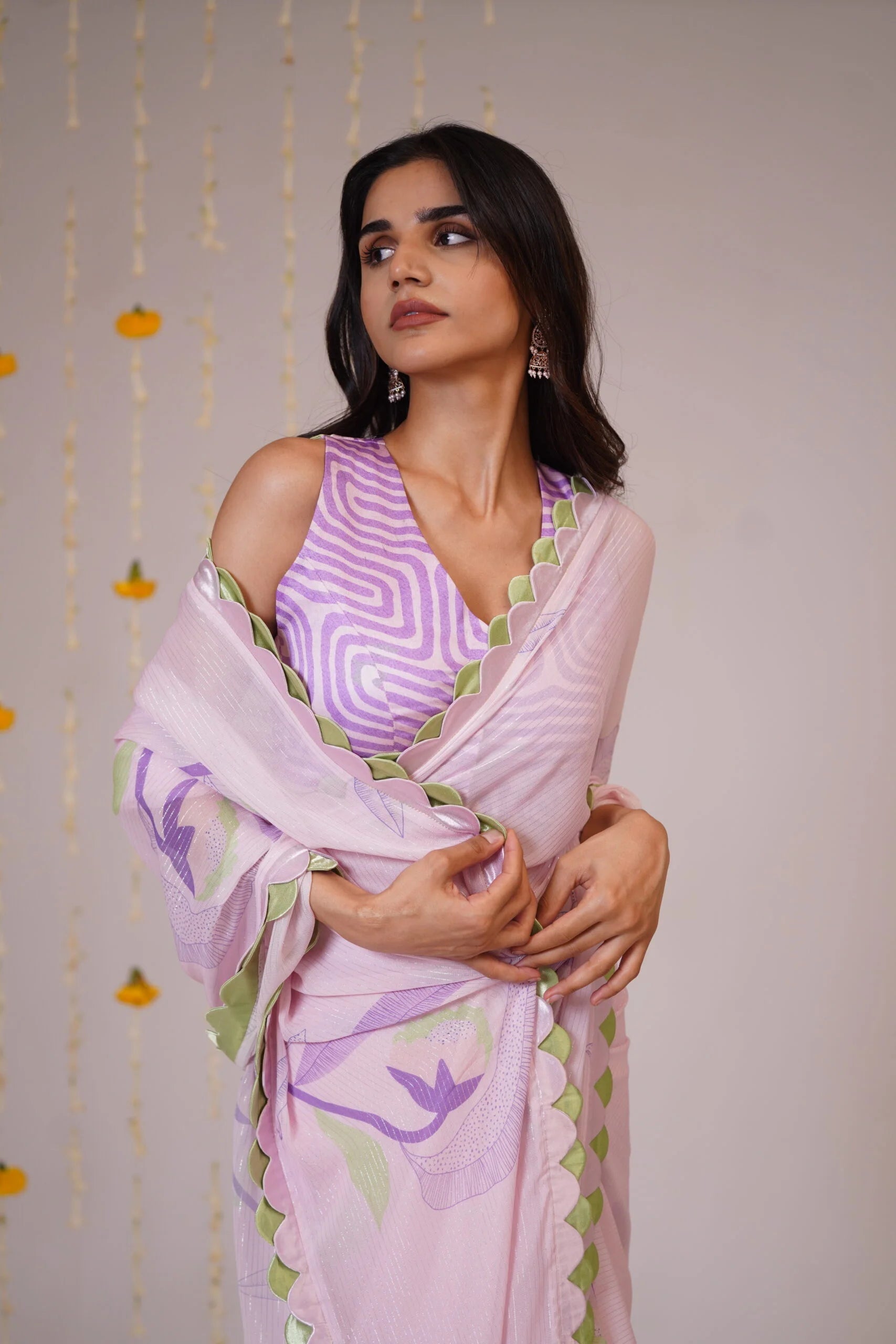 Mandhaara Utpala Purple Floral Georgette Saree - Festive & Wedding Wear