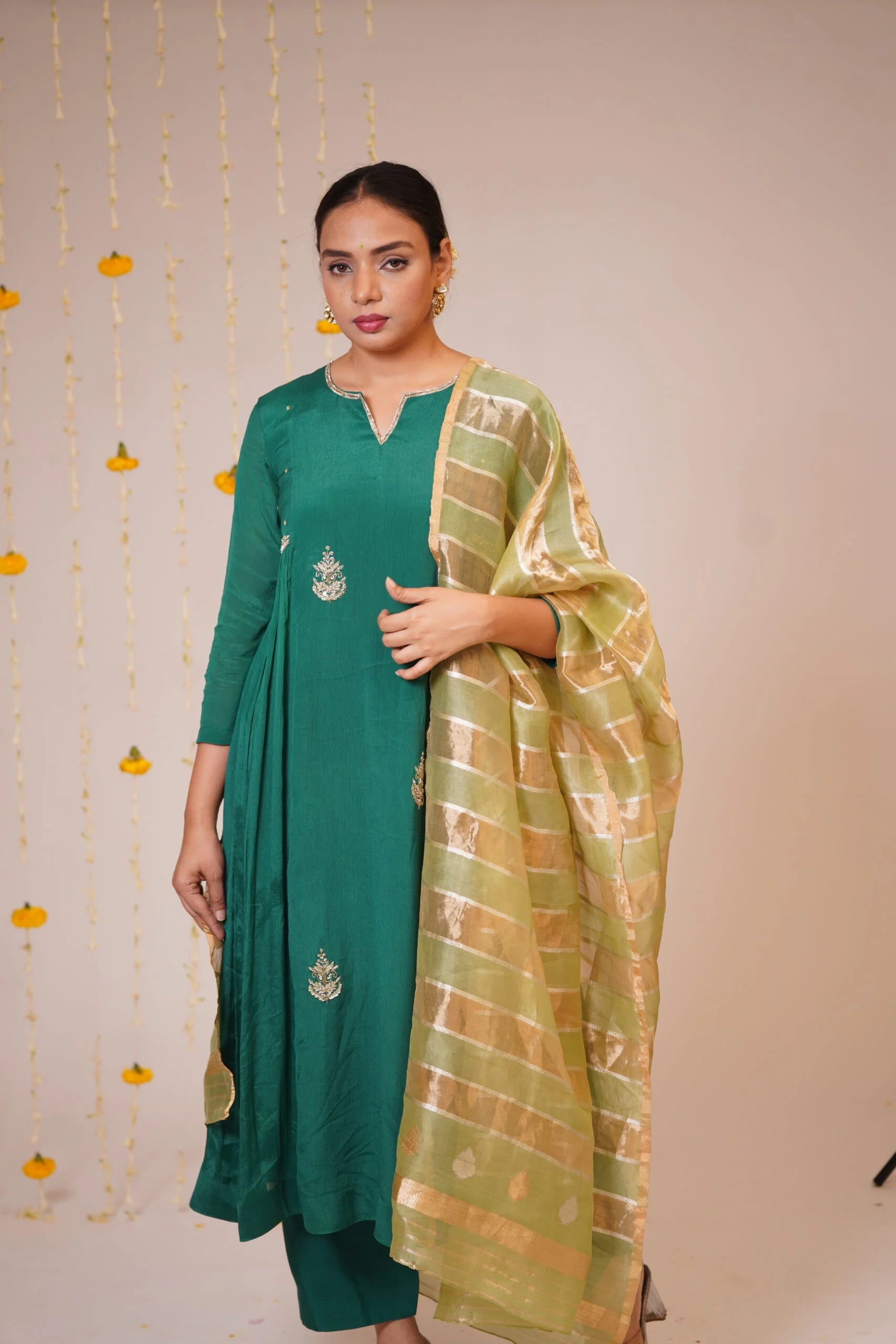 Mandhaara Zadvala Green Chinook Chiffon Anarkali - Bridal Anarkali