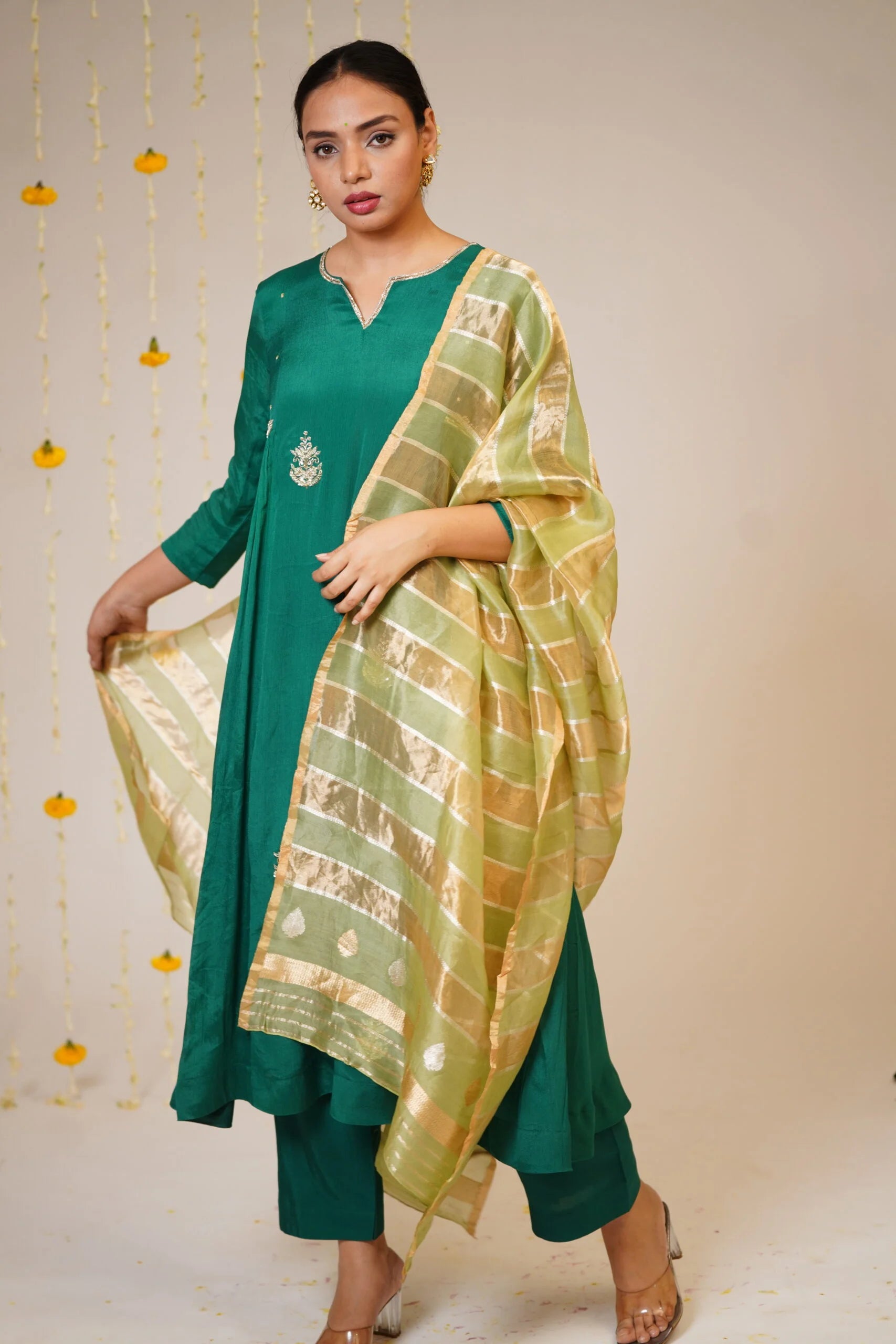 Mandhaara Zadvala Green Chinook Chiffon Anarkali - Bridal Anarkali