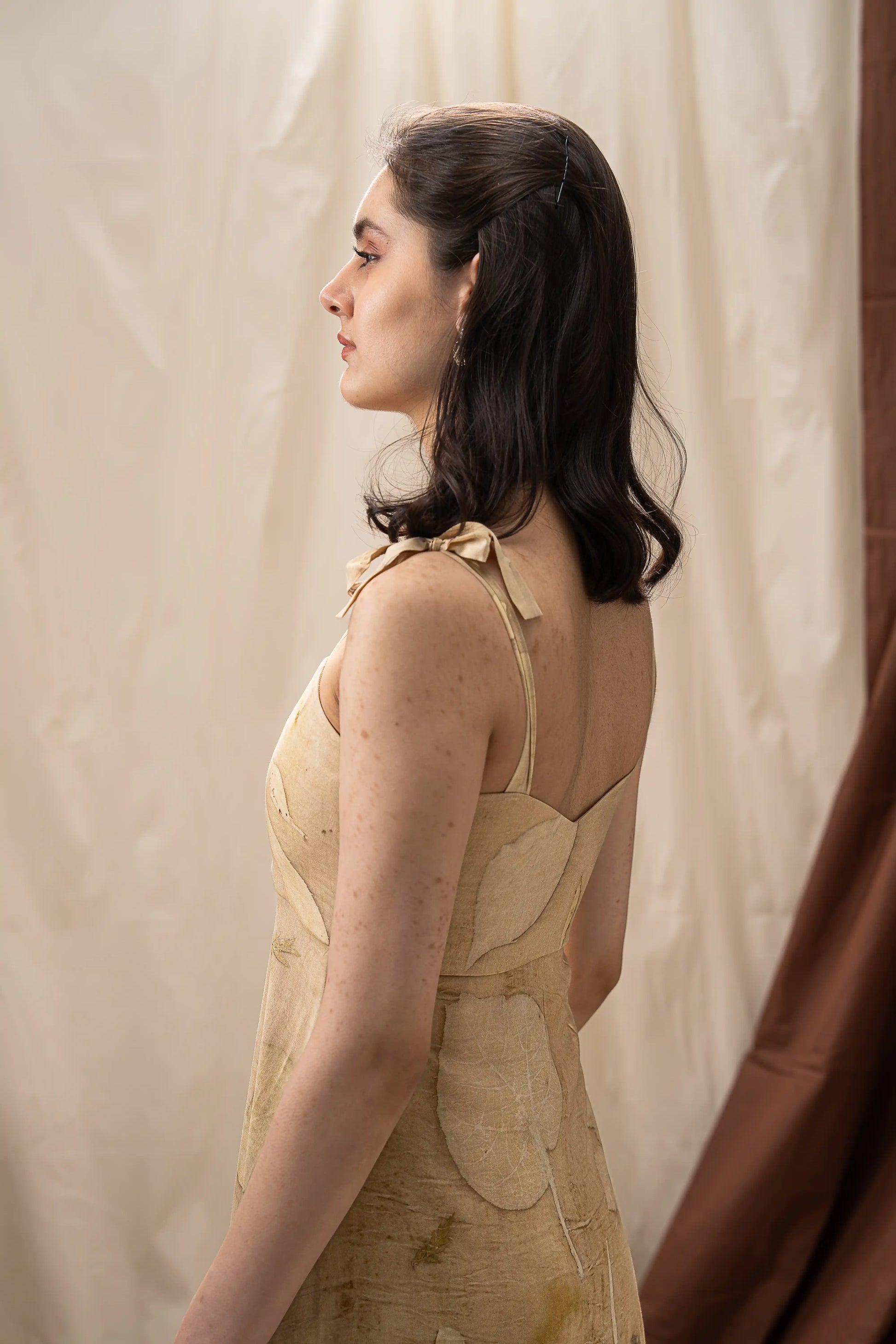Breezy Beige Banana Fabric Strappy Tiered Maxi Dress