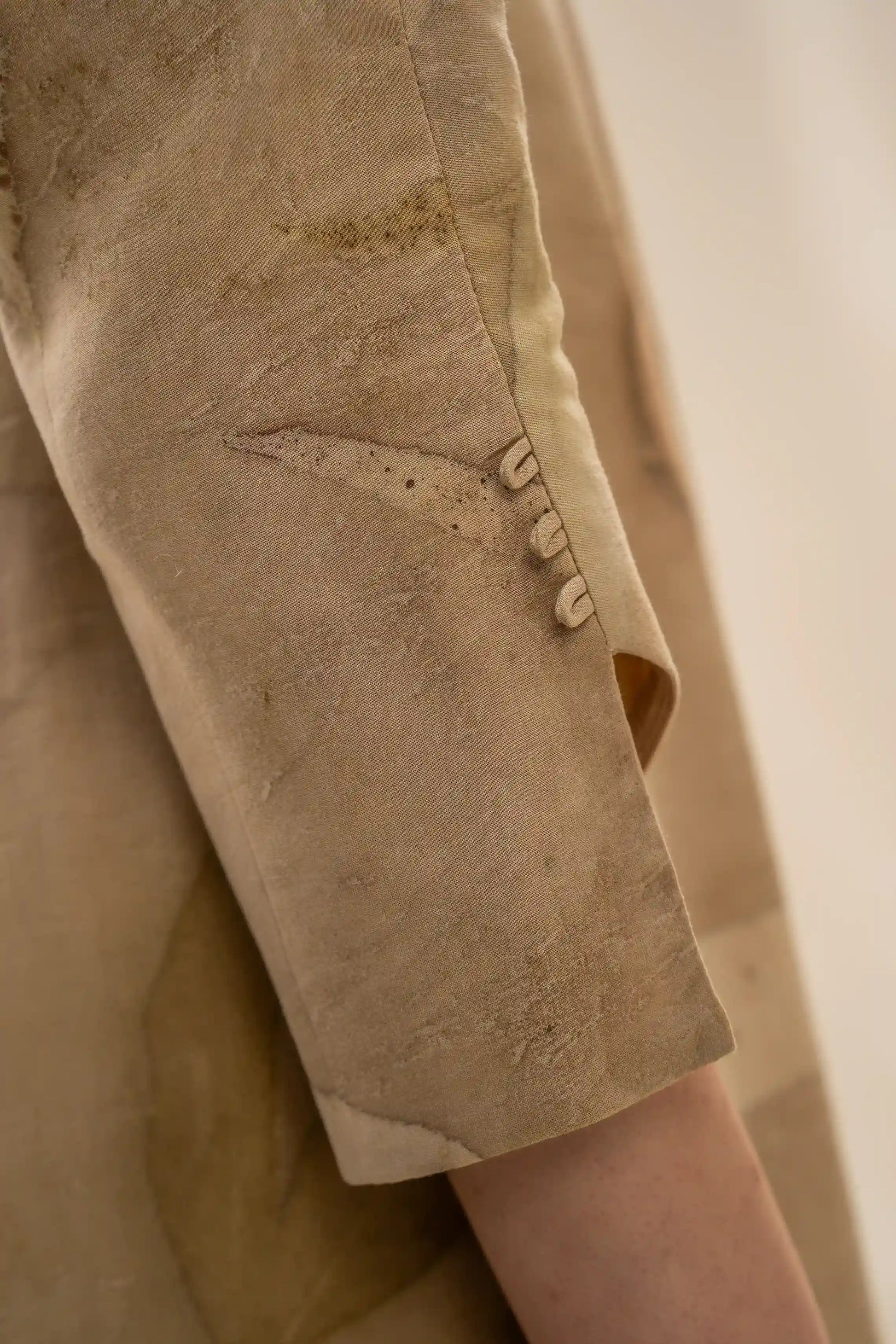 Elegant Beige Cream Banana Cellulose Lapel Wrap Midi Dress