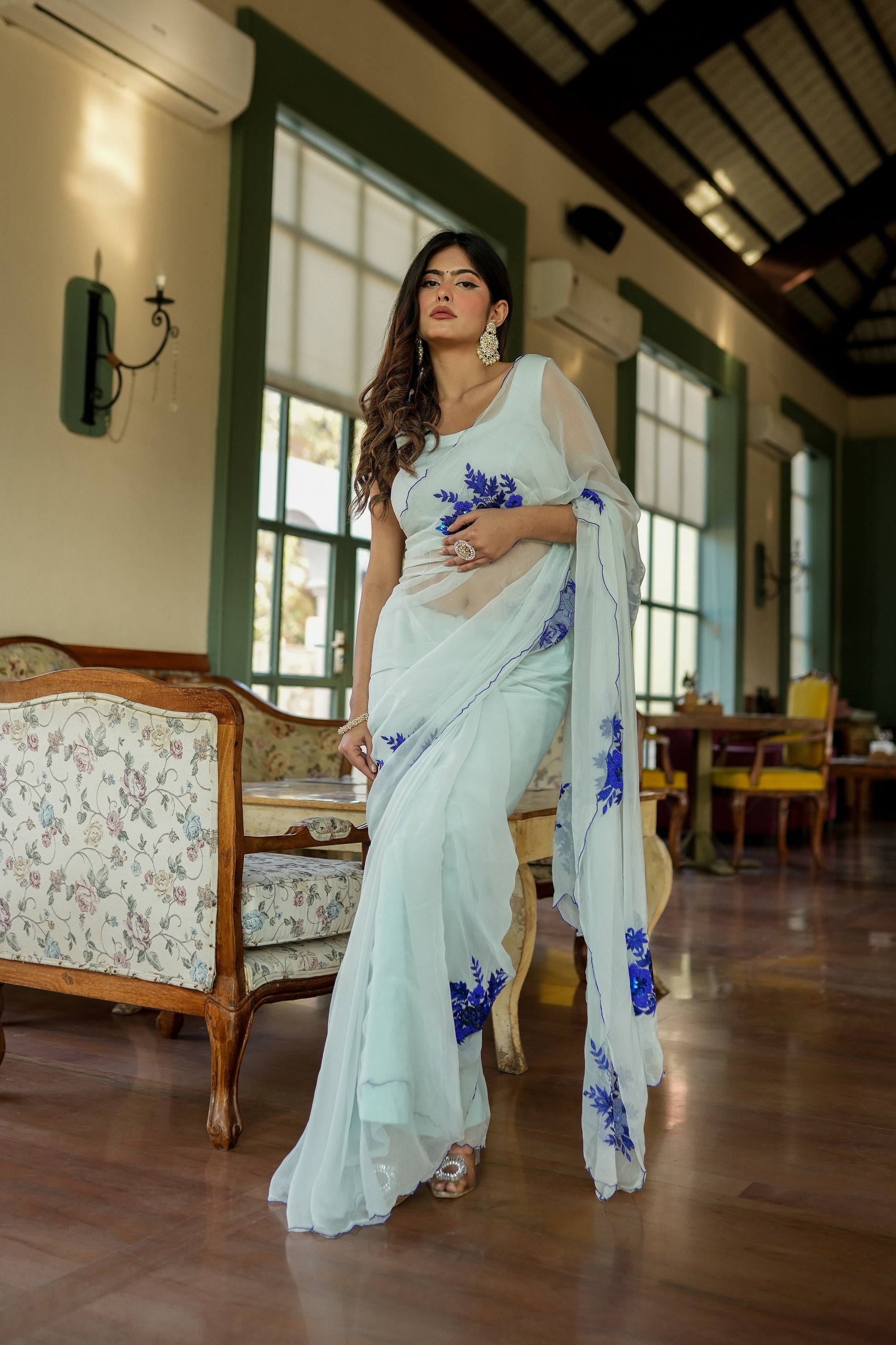 Starlit Glamour (Hand Embroidered Georgette Saree)