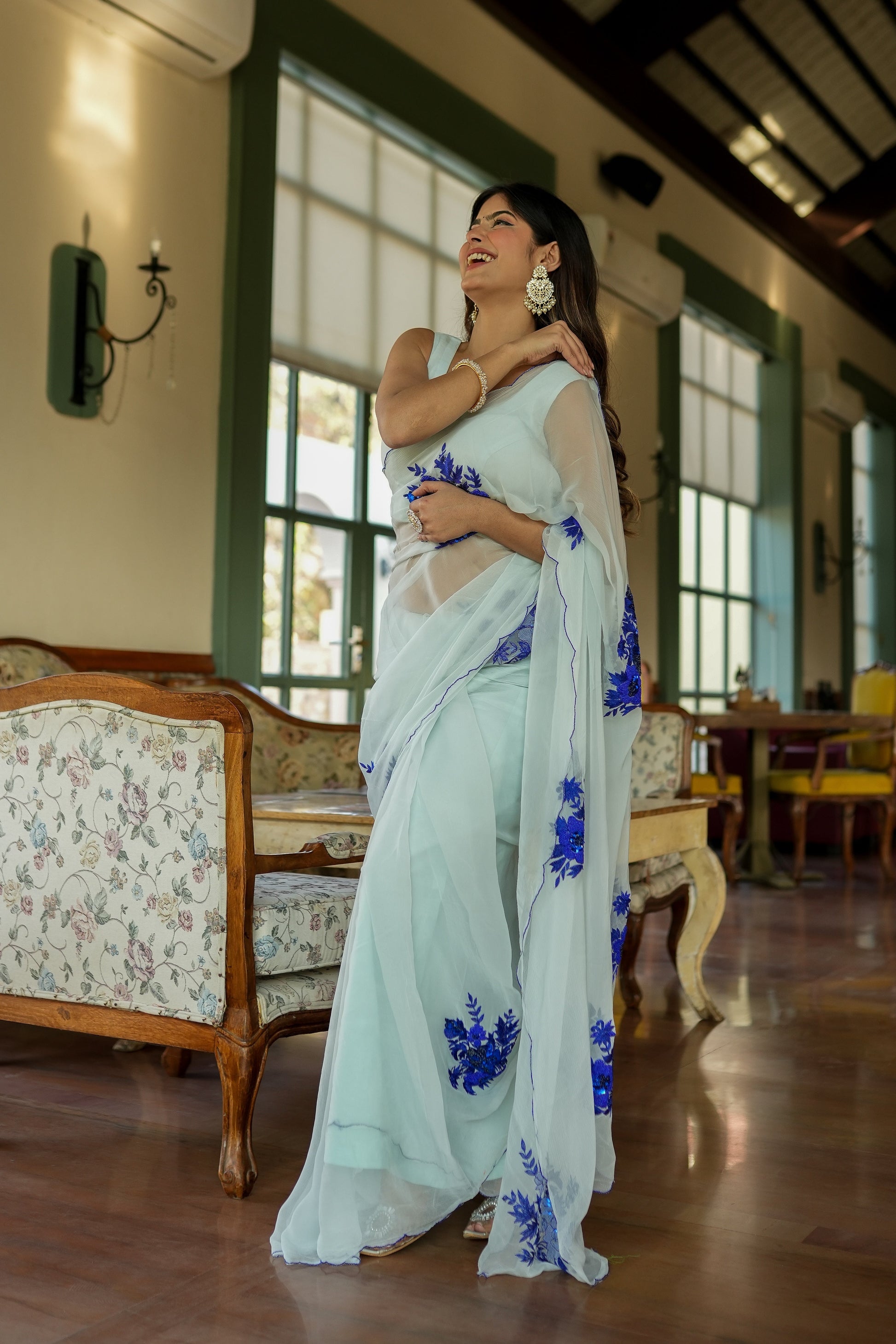 Starlit Glamour (Hand Embroidered Georgette Saree)