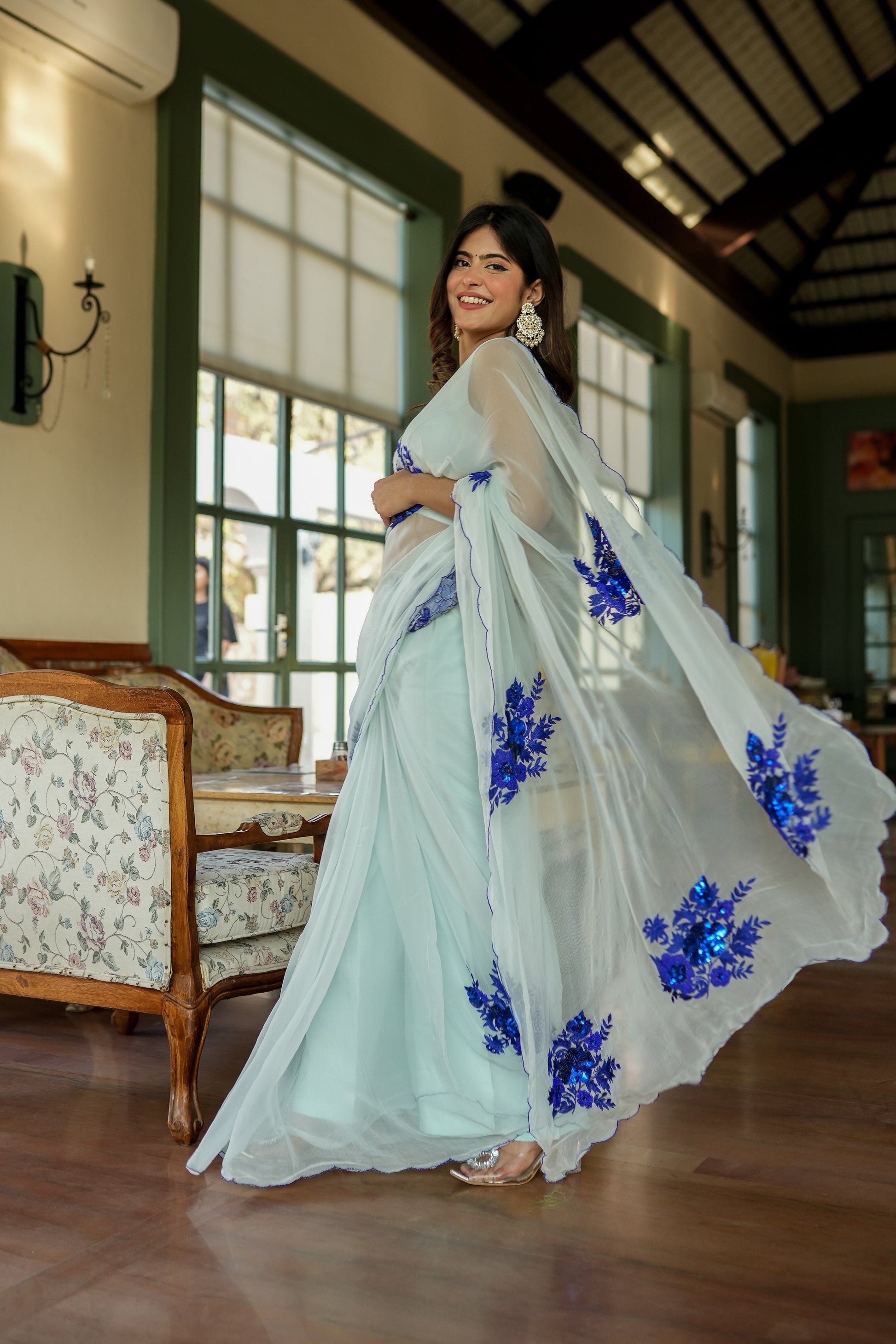 Starlit Glamour (Hand Embroidered Georgette Saree)