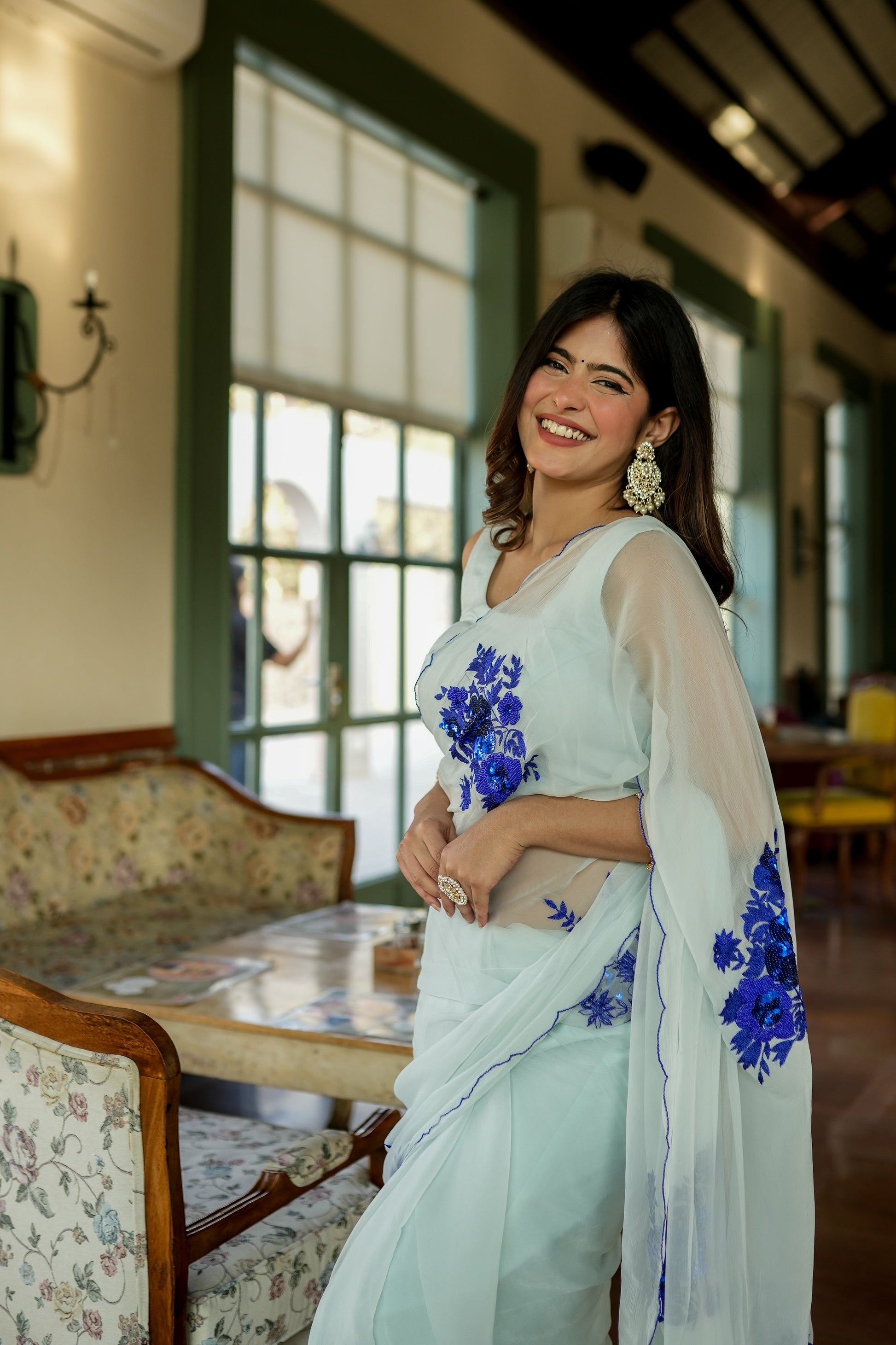 Starlit Glamour (Hand Embroidered Georgette Saree)