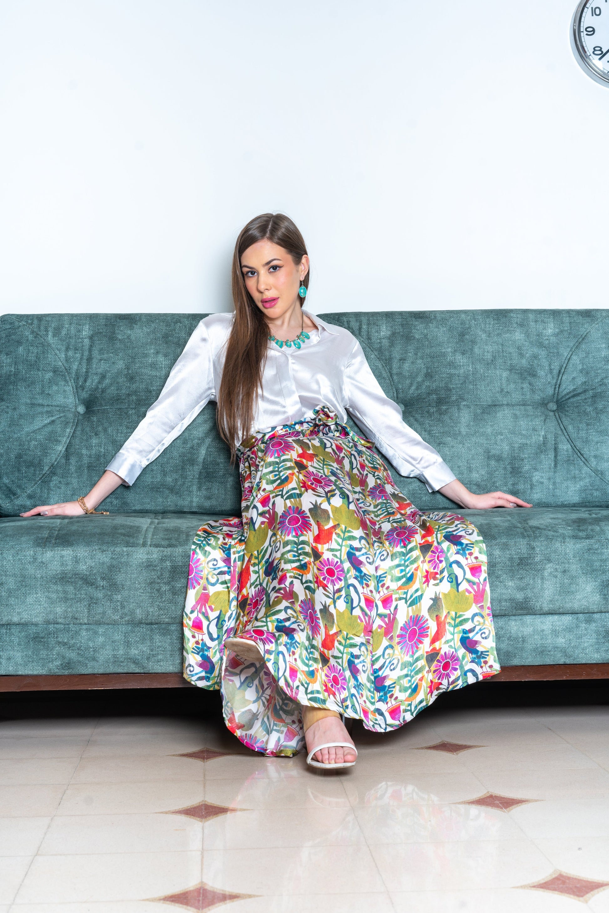 Floral Skylark Dress Bamburgh Satin