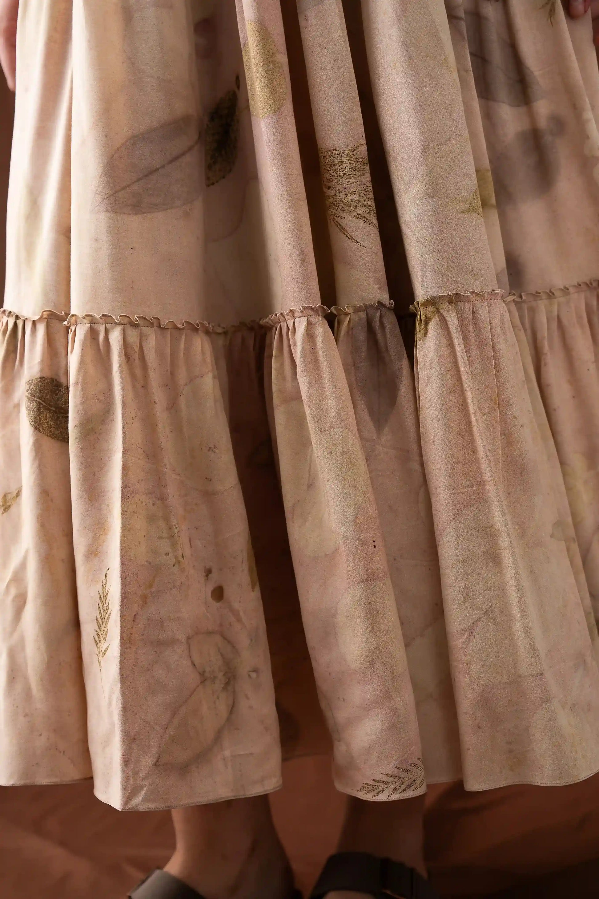 Feminine Peachy Pink Banana Cellulose Square Neck Tiered Maxi Dress