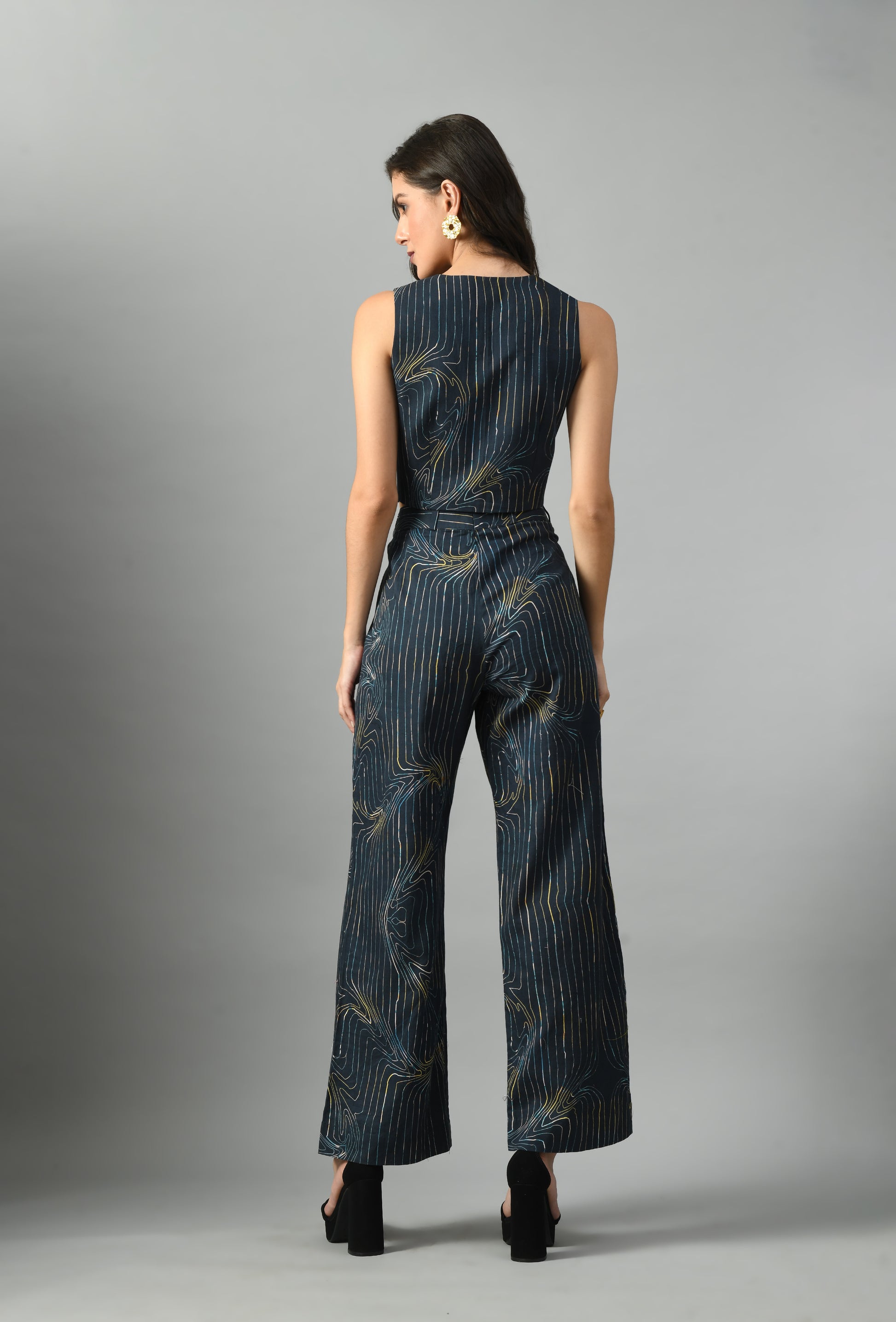 Luxurious Royal Blue Linen Wondersea Waistcoat Trouser Set