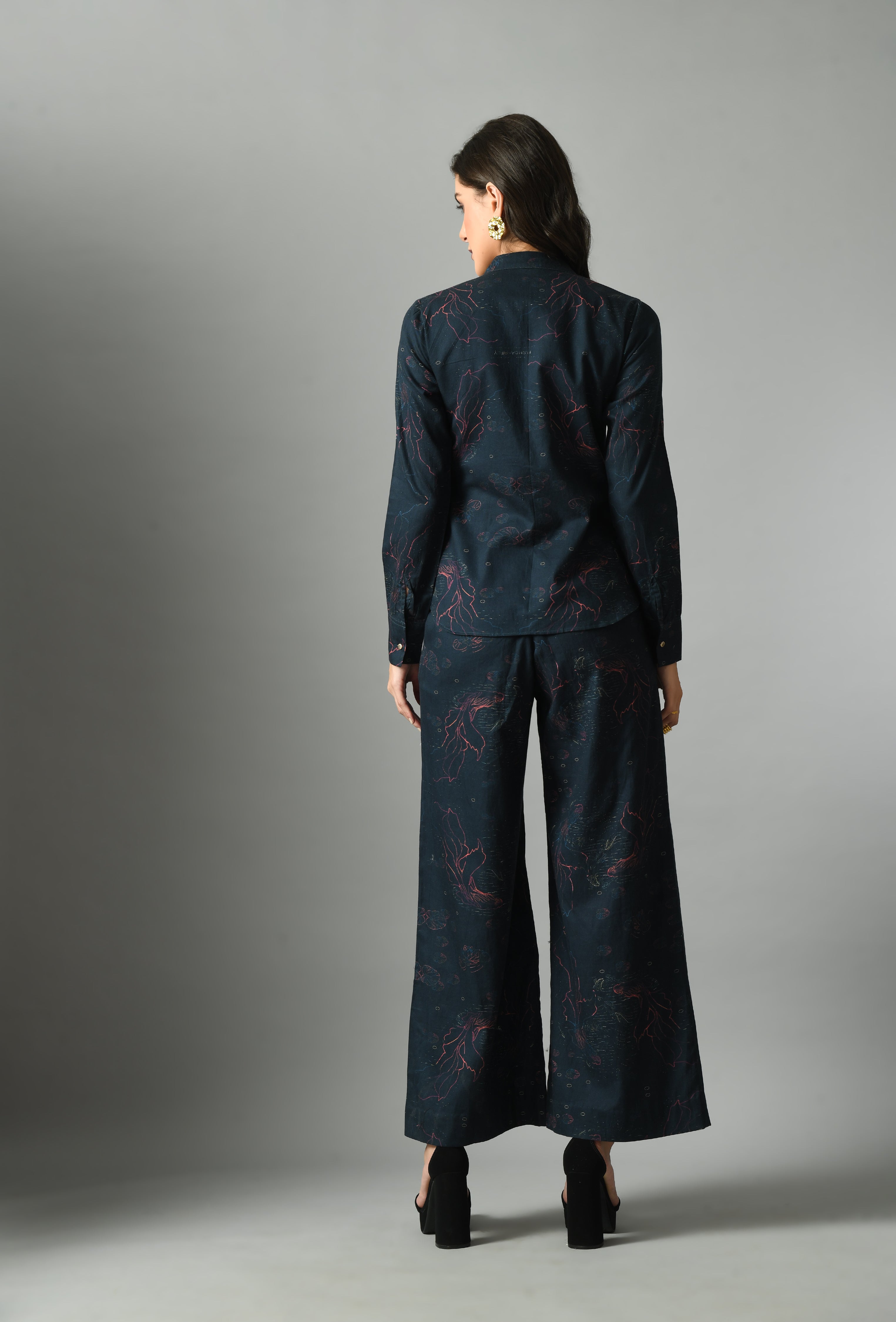 Breezy Royal Blue Linen Alice in Wondersea Digital Print Shirt