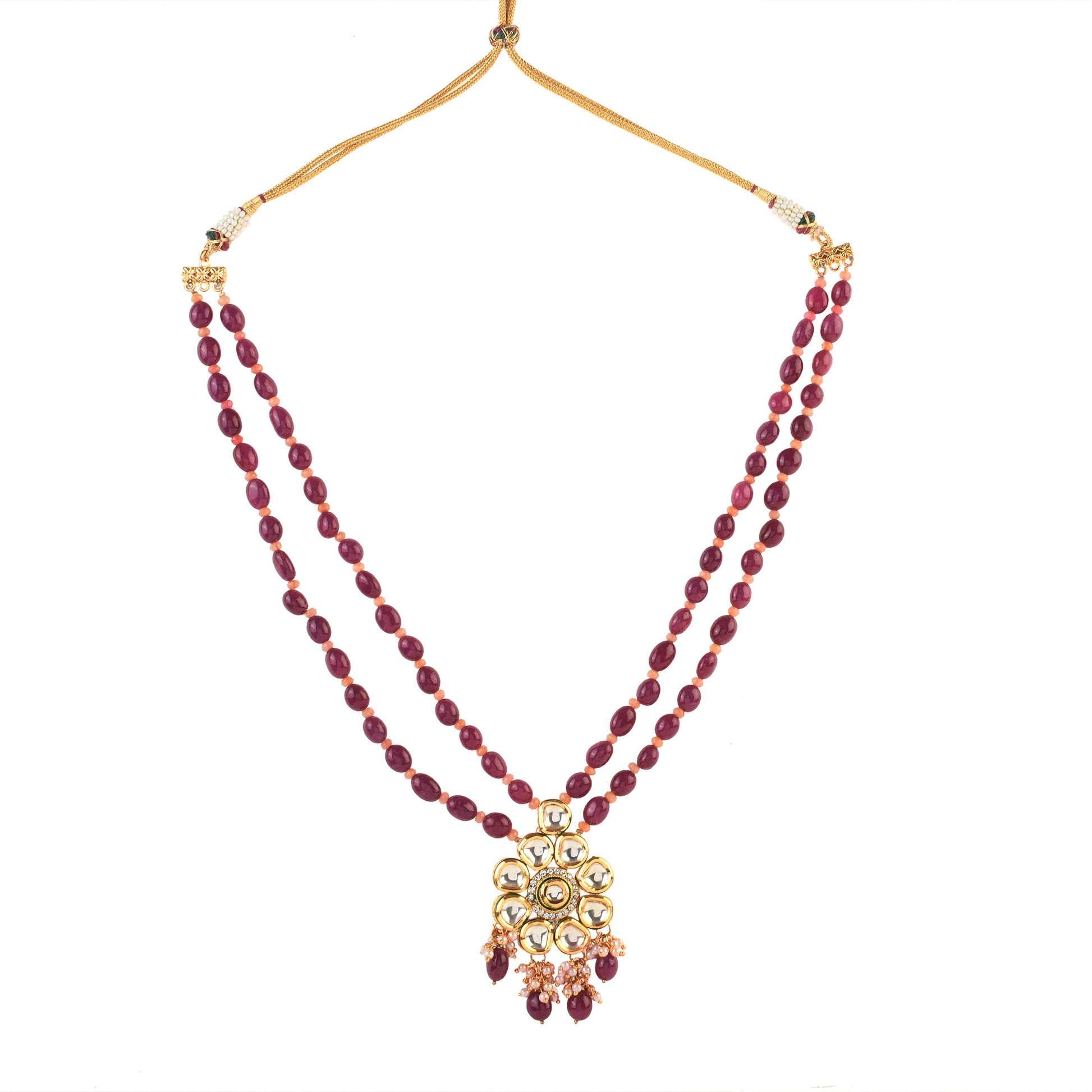 Ruby Beaded Kundan Necklace Set