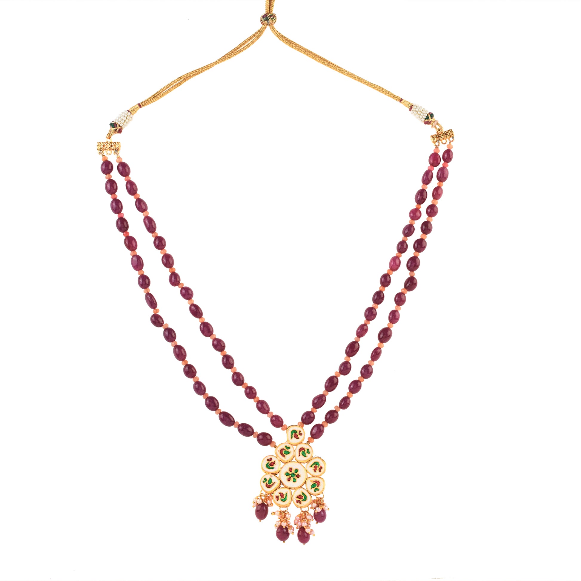 Ruby Beaded Kundan Necklace Set