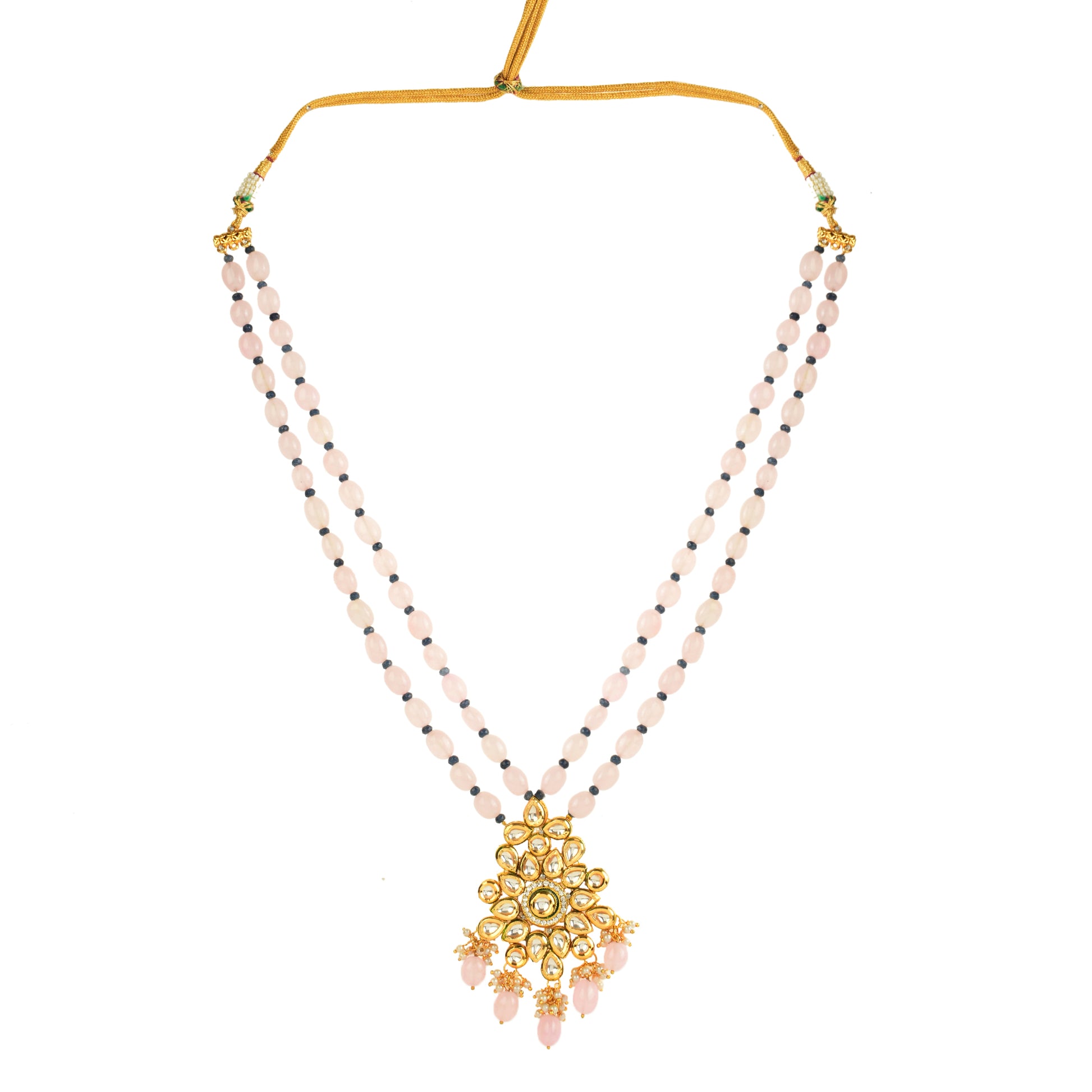 Handcrafted Kundan Pastel Beaded Necklace with Earrings