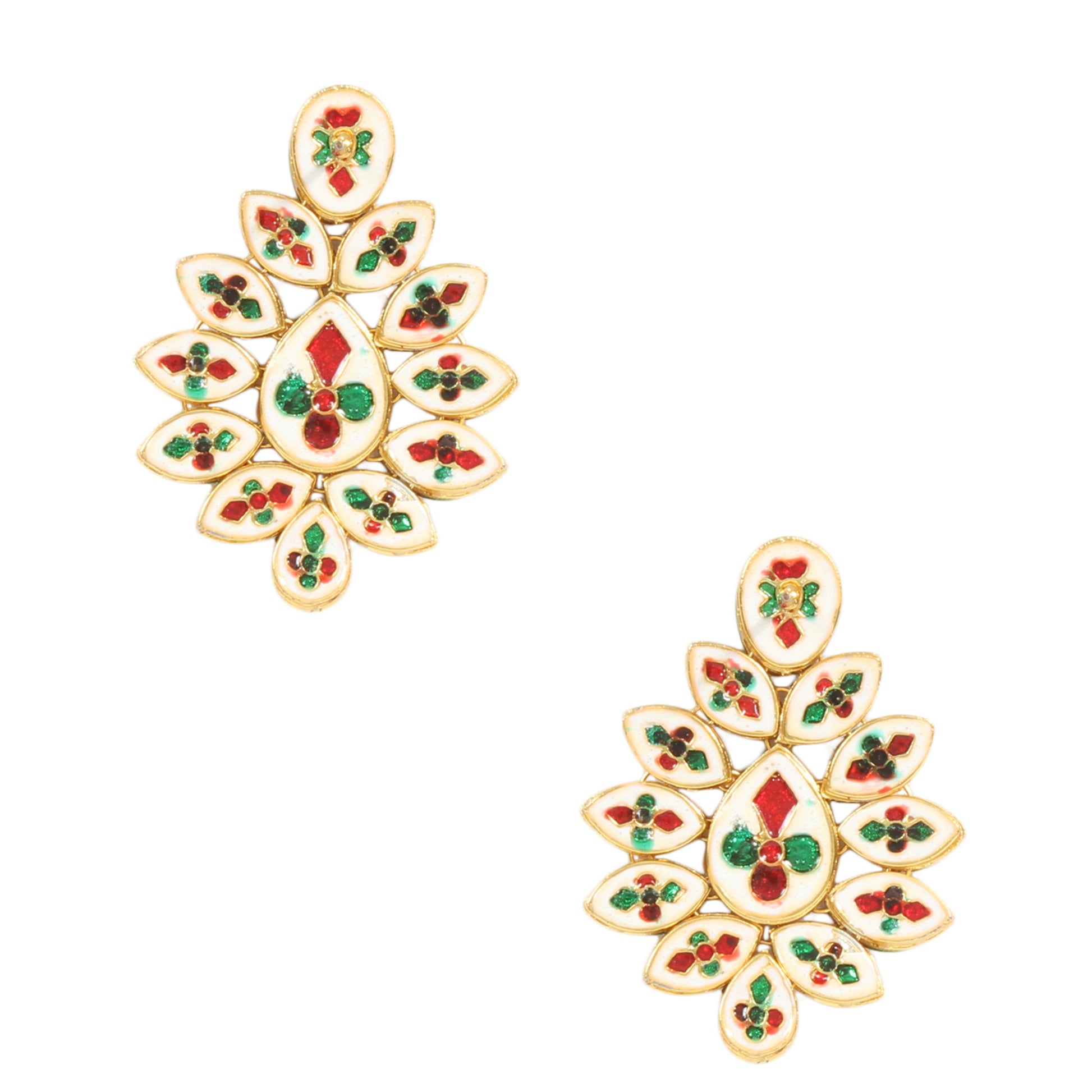 Handcrafted Double Layer Kundan Necklace with Statement Earrings