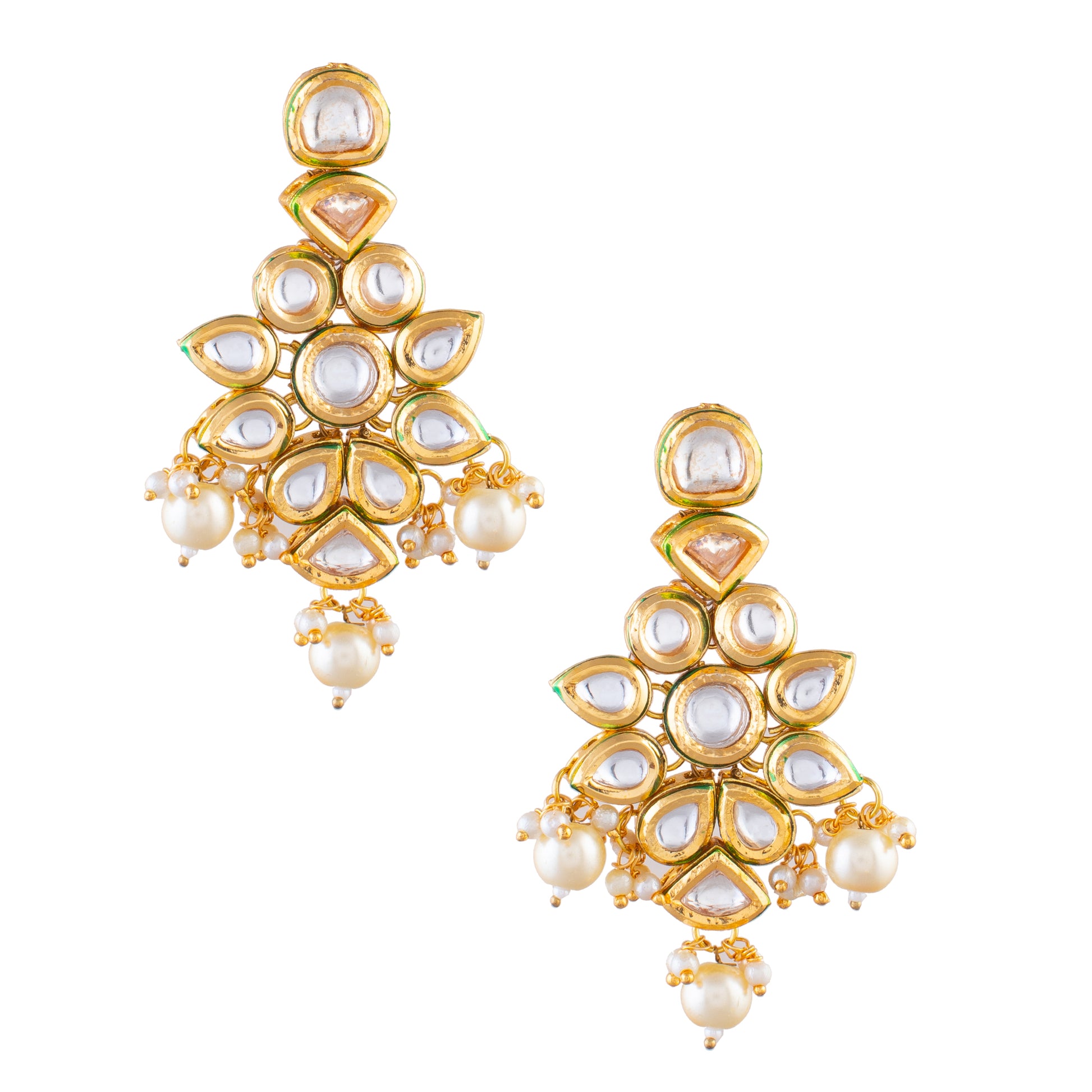 Elegant Kundan Pearl Drop Earrings