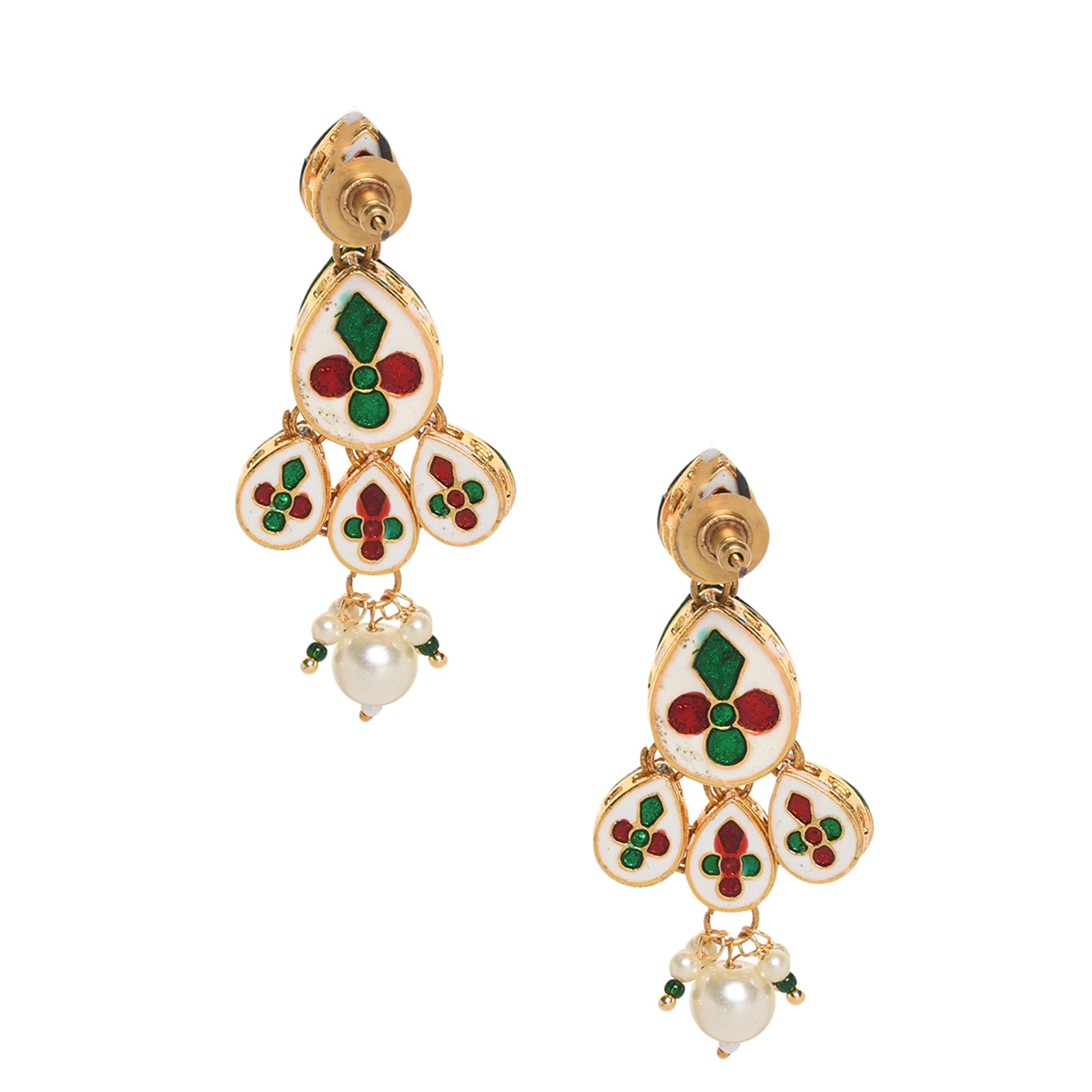 Classic Kundan Teardrop Earrings with Pearl Drop