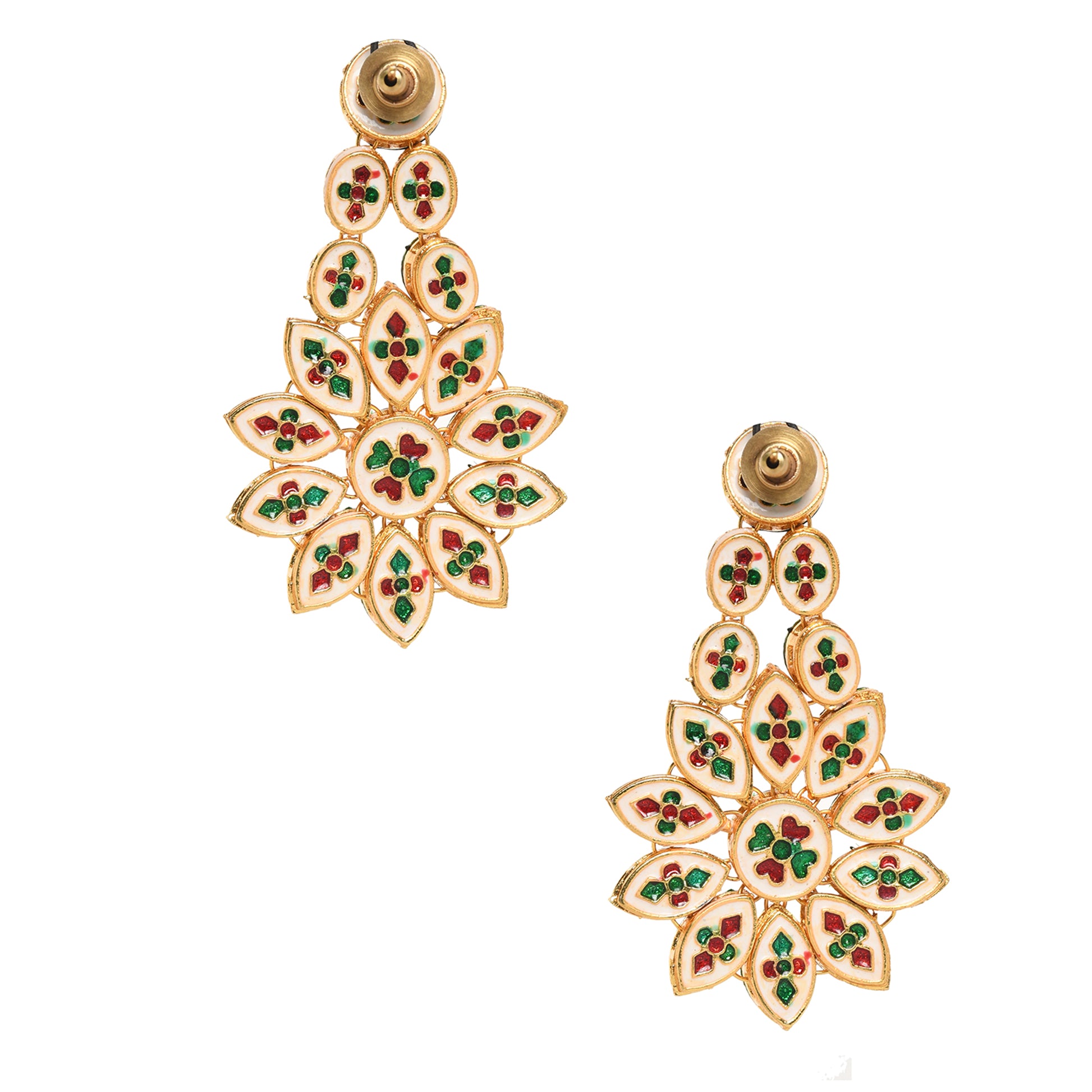 Gold toned Floral Kundan Earrings