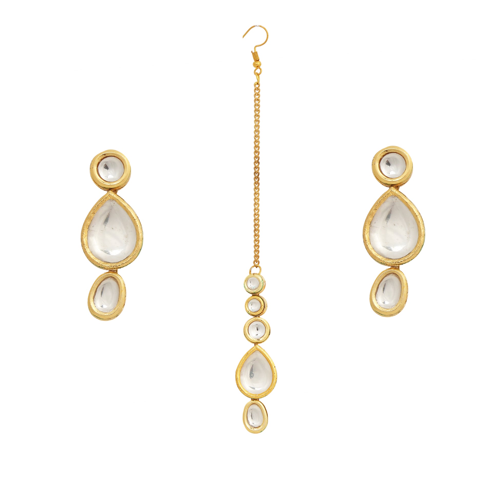 Handcrafted Kundan Maang Tikka & Earrings Set