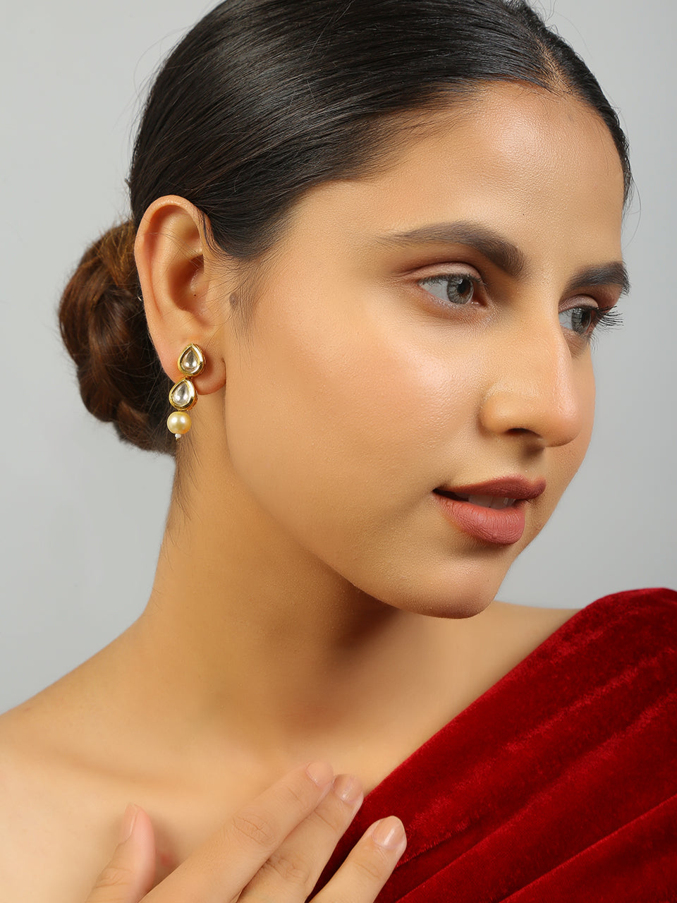 Handcrafted Kundan Tear Drop Earrings