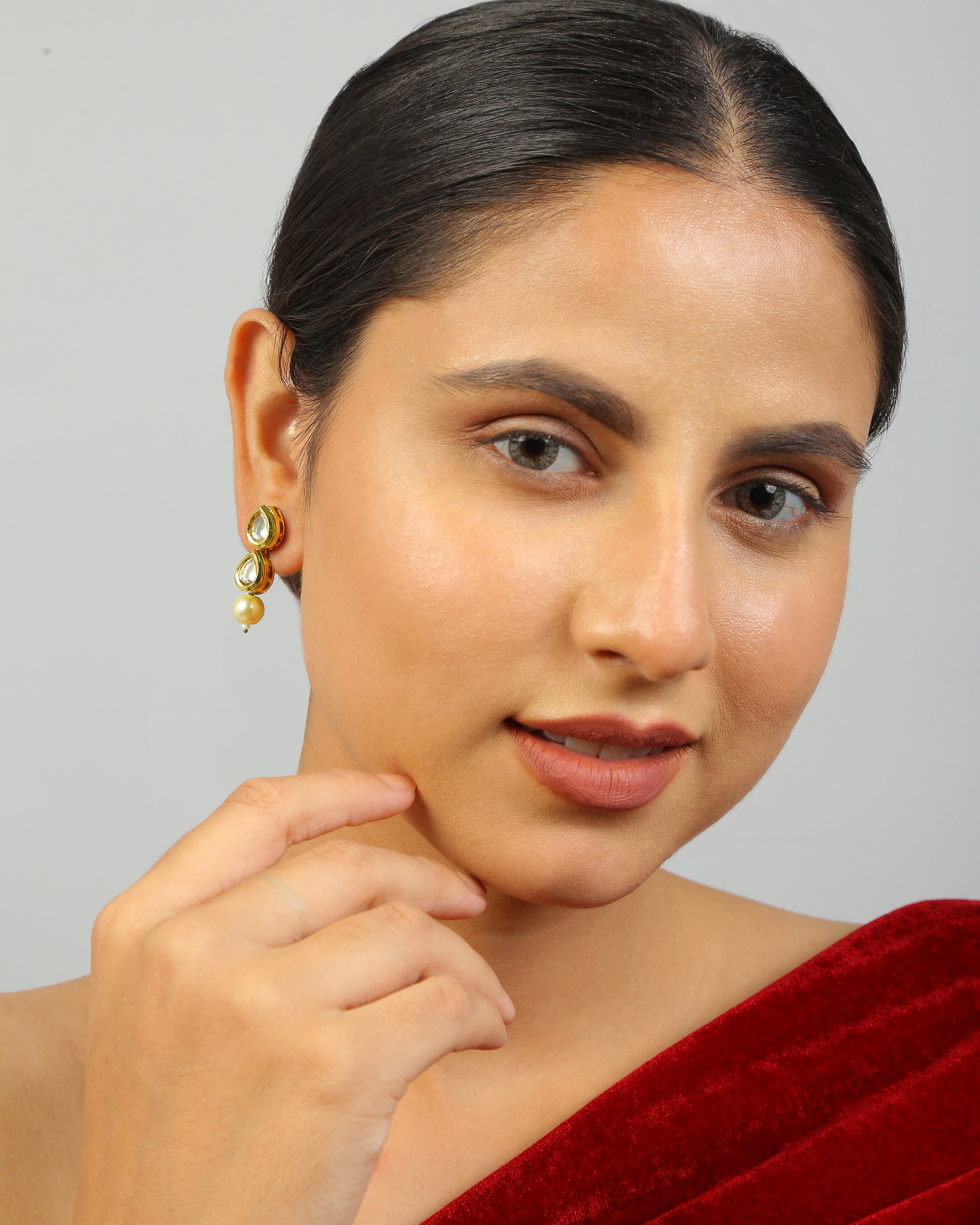 Handcrafted Kundan Tear Drop Earrings