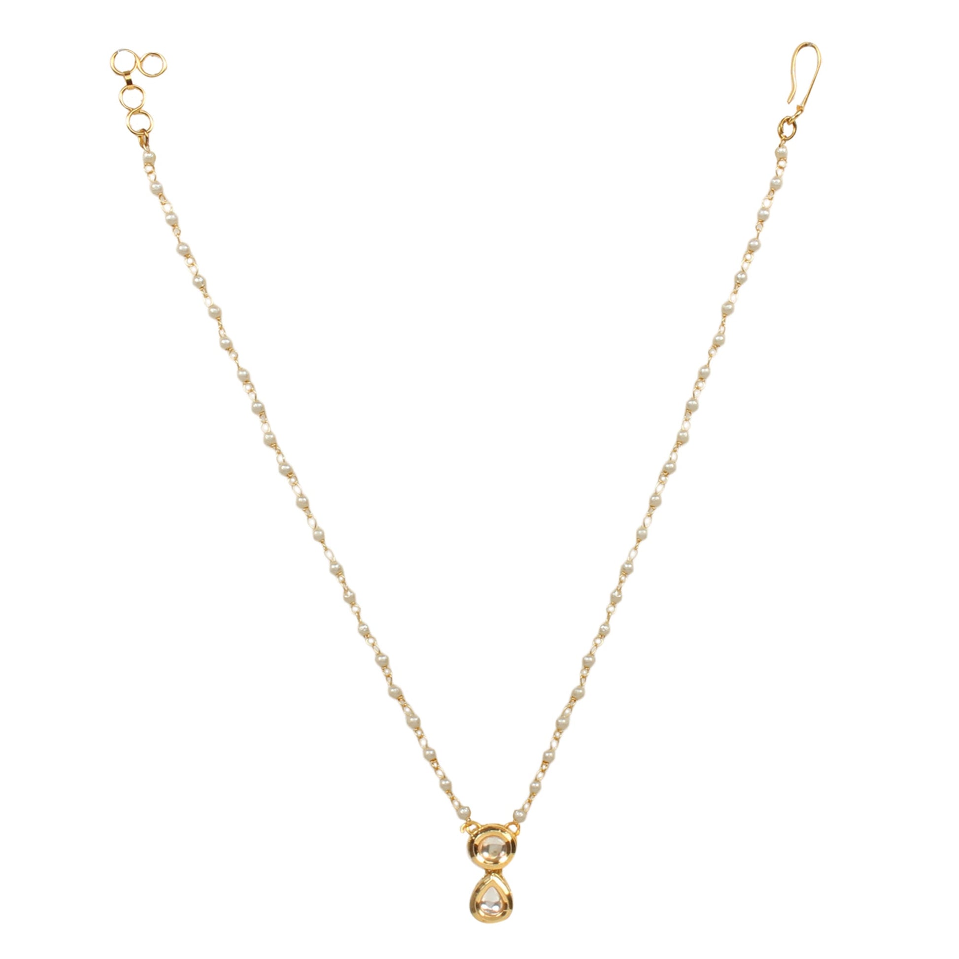 White Gold Tone Light Weight Kundan Necklace