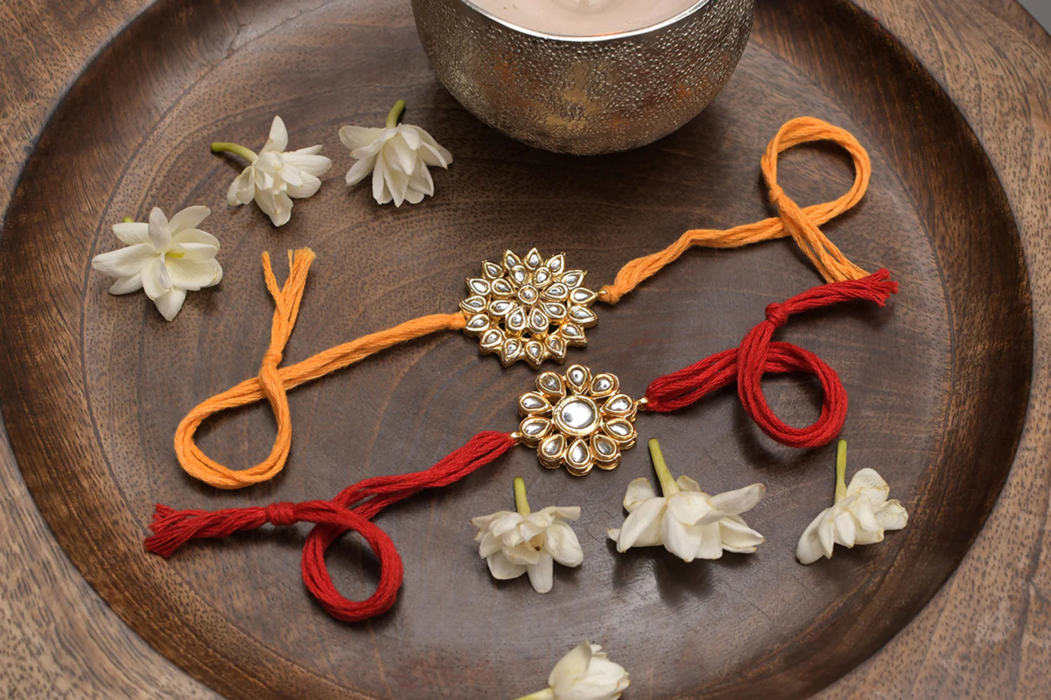Handmade Kundan rakhi & Lumba set- Set of 2