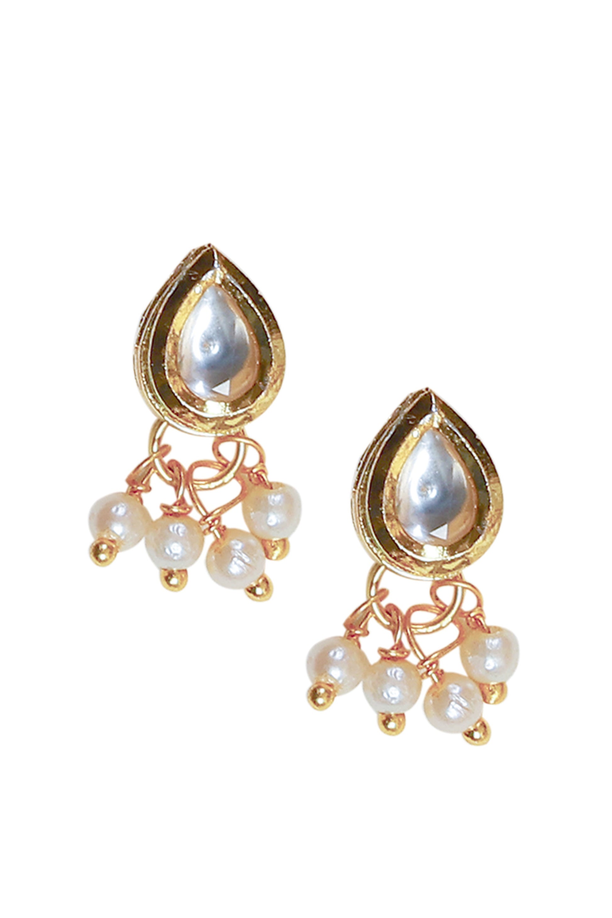Tear Drops Kundan Necklace With Pearls