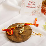 Set of 2 - Gold-Toned Kundan Embellished rakhi & lumba set