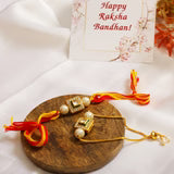 Set of 2 - Gold-Toned Kundan Embellished rakhi & lumba set
