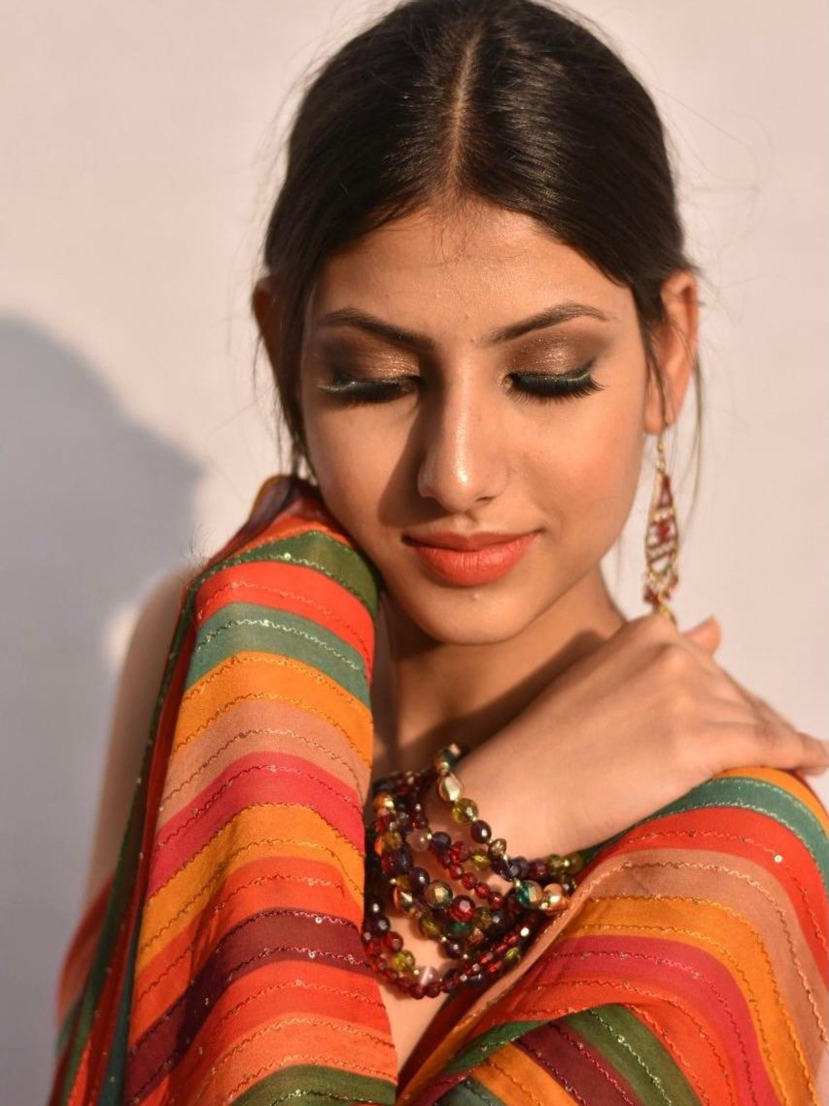 Ravishing Orange Multicolor Georgette Printed Sequin Saree