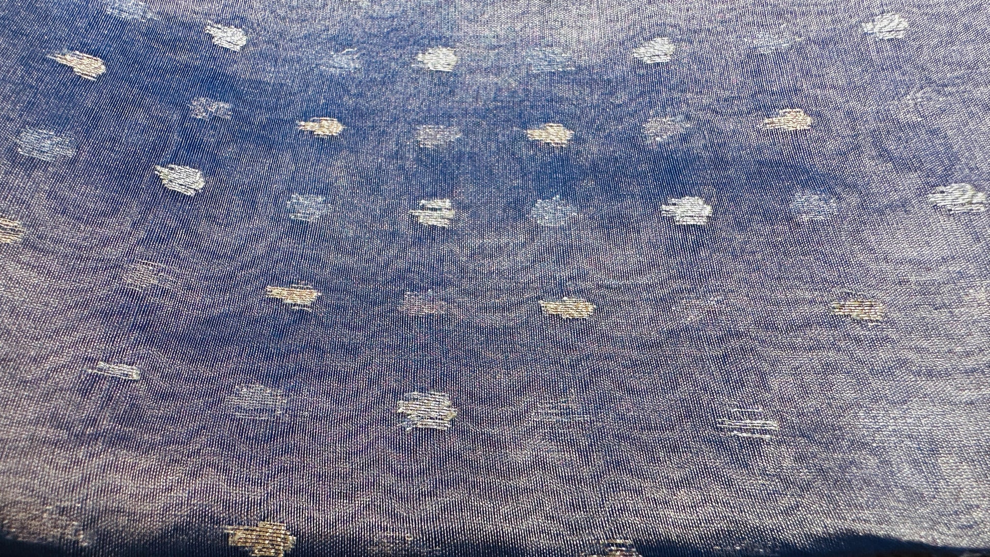 Exquisite Dark Blue Organza Lines Floral Embroidery Saree