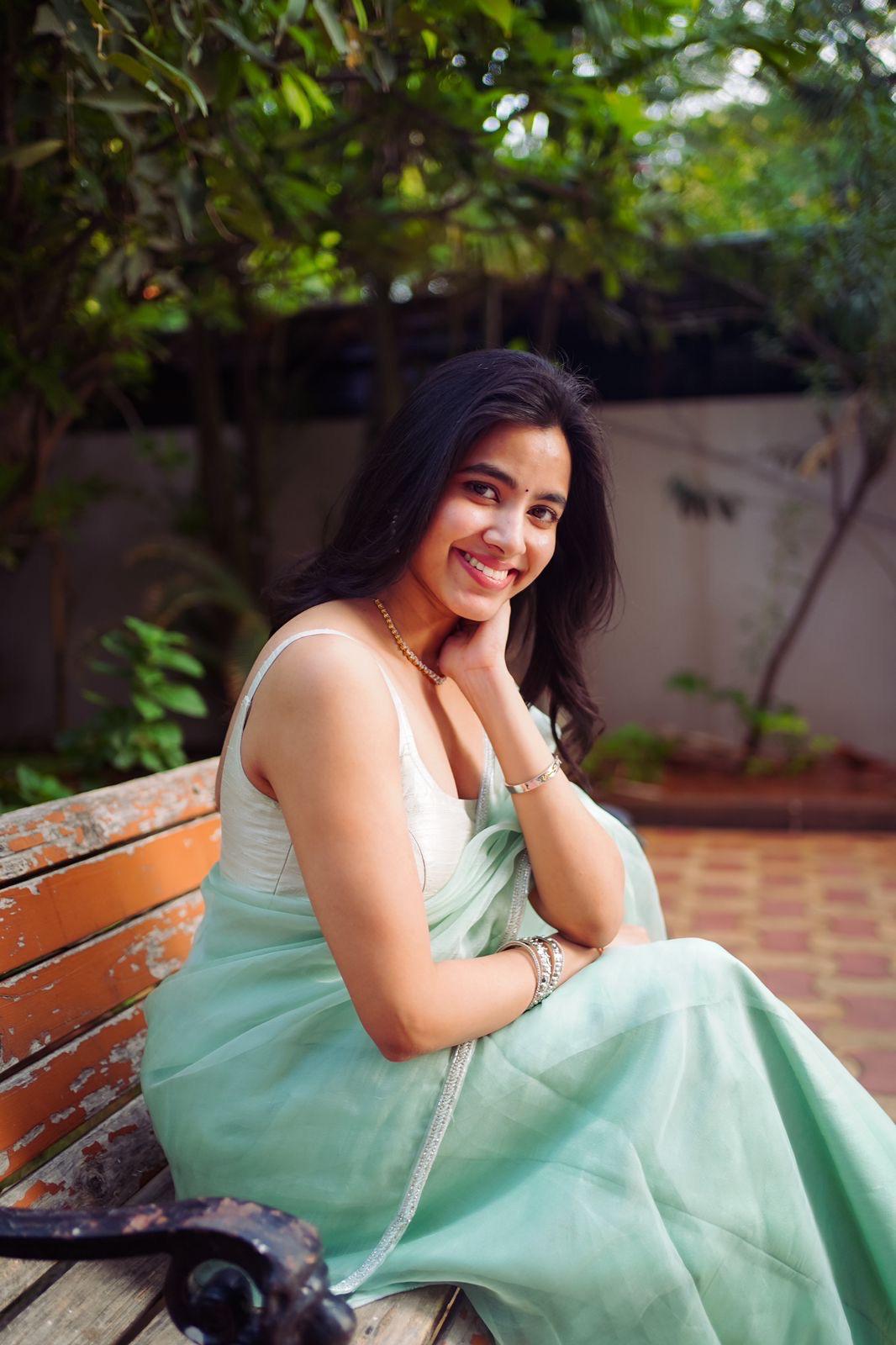 Light Mint Green Organza Saree Cutdana Border