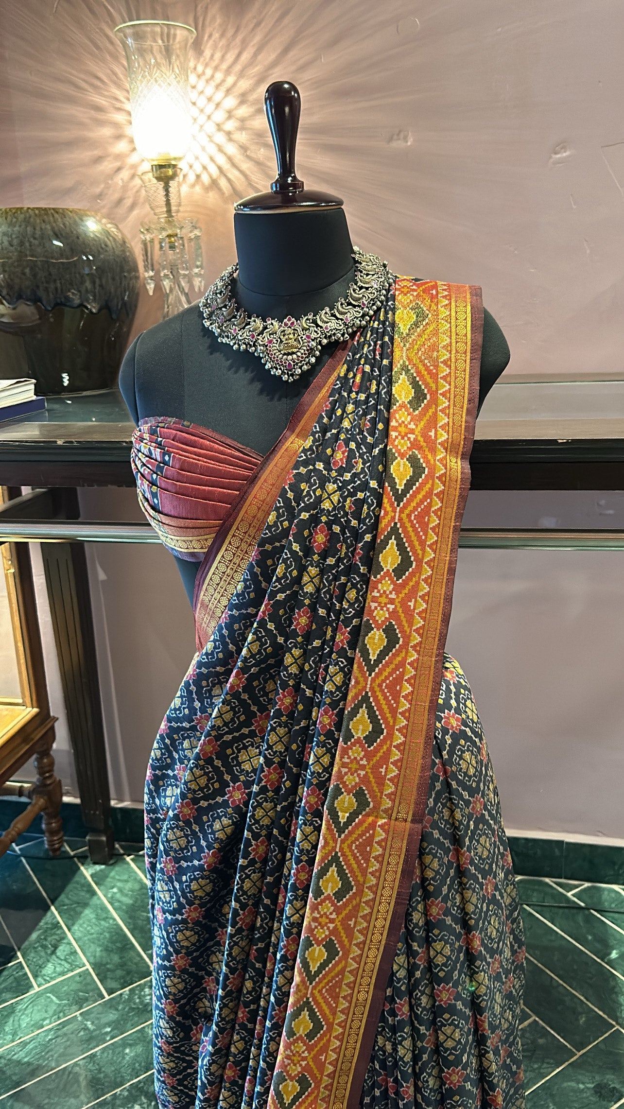 Black Ikat Cotton Silk Saree
