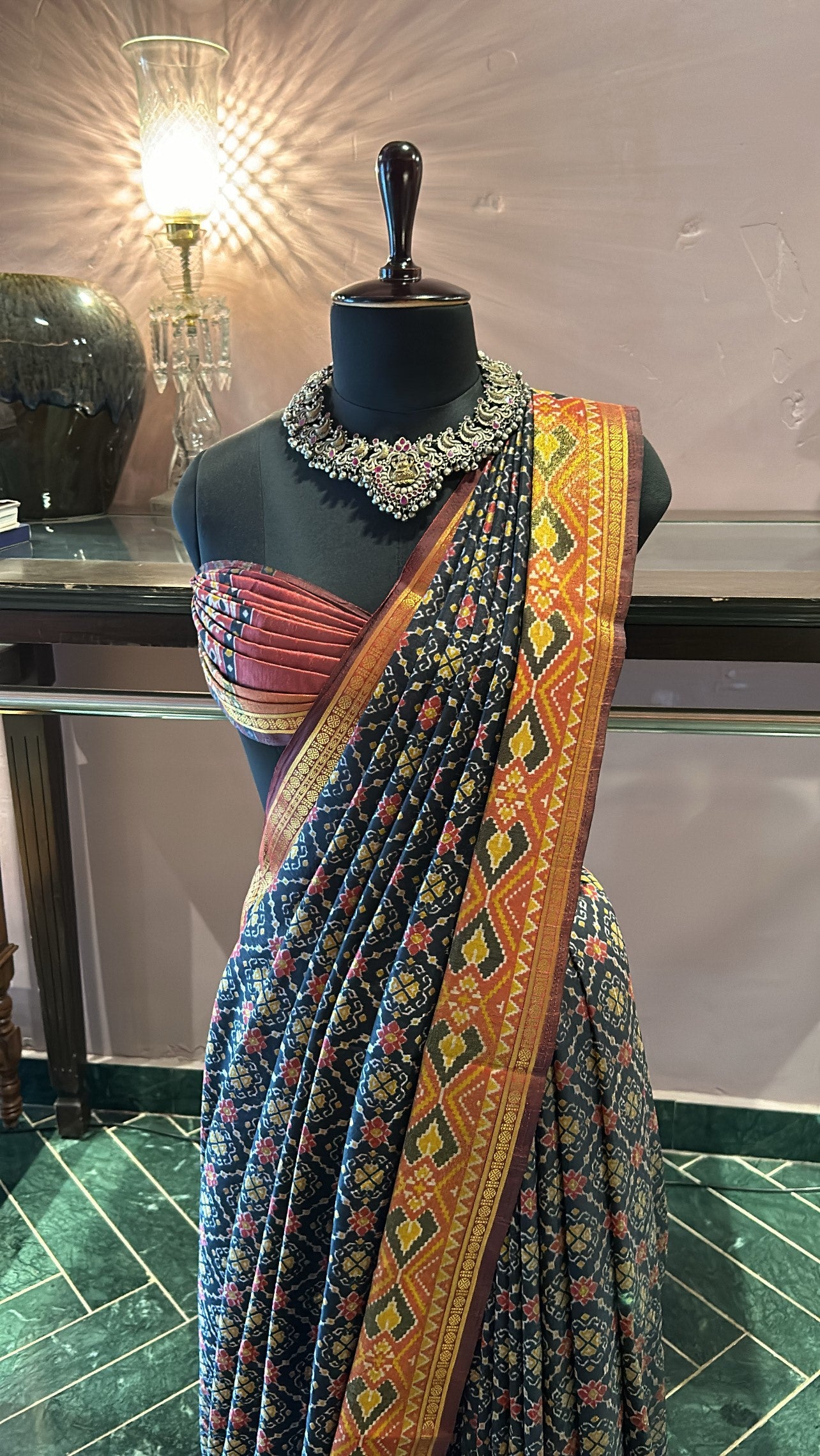 Black Ikat Cotton Silk Saree